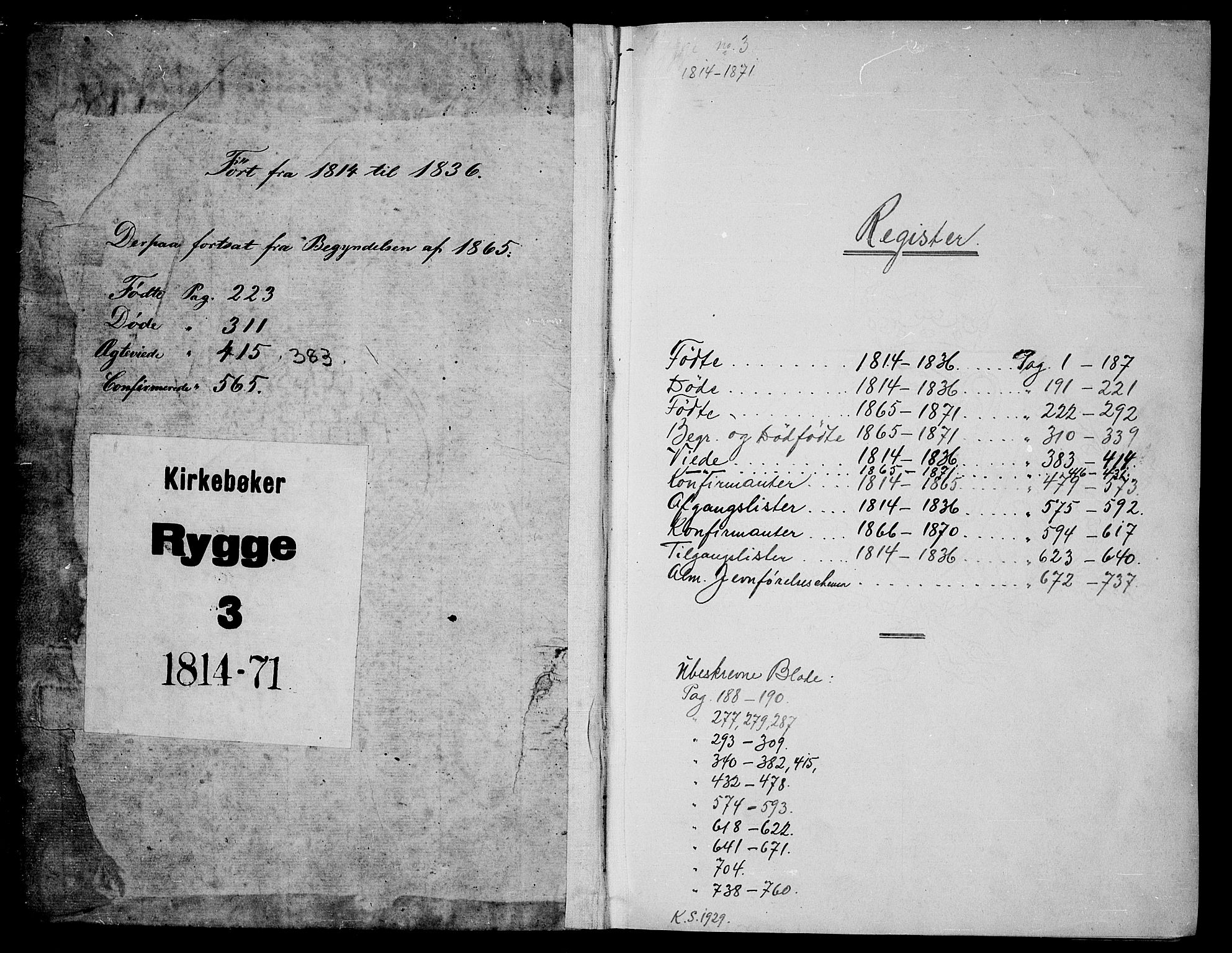 Rygge prestekontor Kirkebøker, SAO/A-10084b/G/Ga/L0001: Parish register (copy) no. 1, 1814-1871