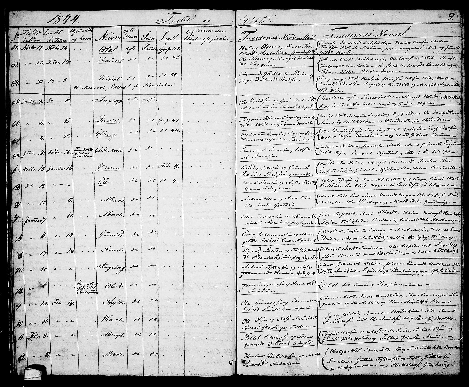 Sauherad kirkebøker, SAKO/A-298/G/Ga/L0002: Parish register (copy) no. I 2, 1842-1866, p. 9