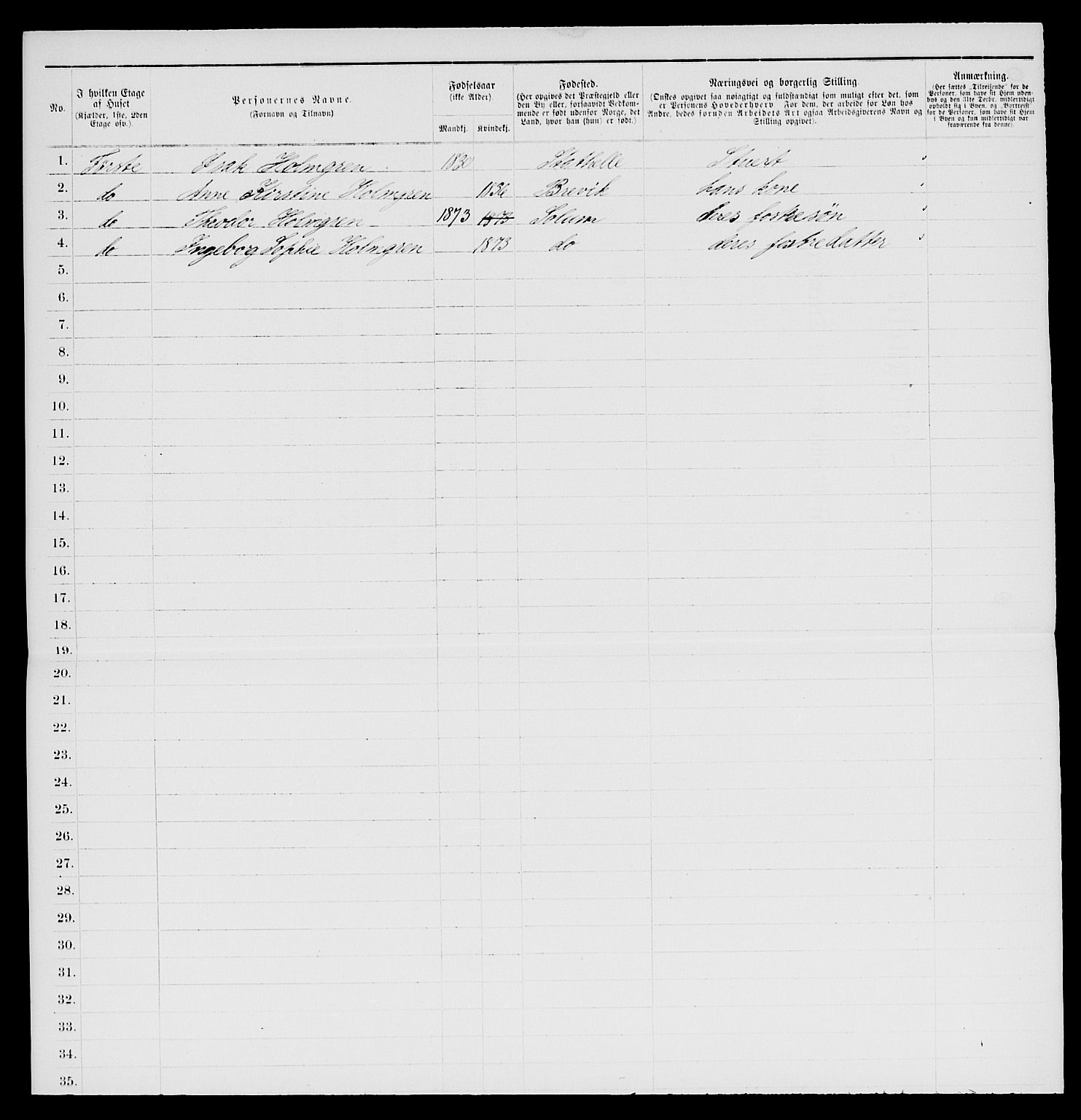 SAKO, 1885 census for 0803 Stathelle, 1885, p. 14