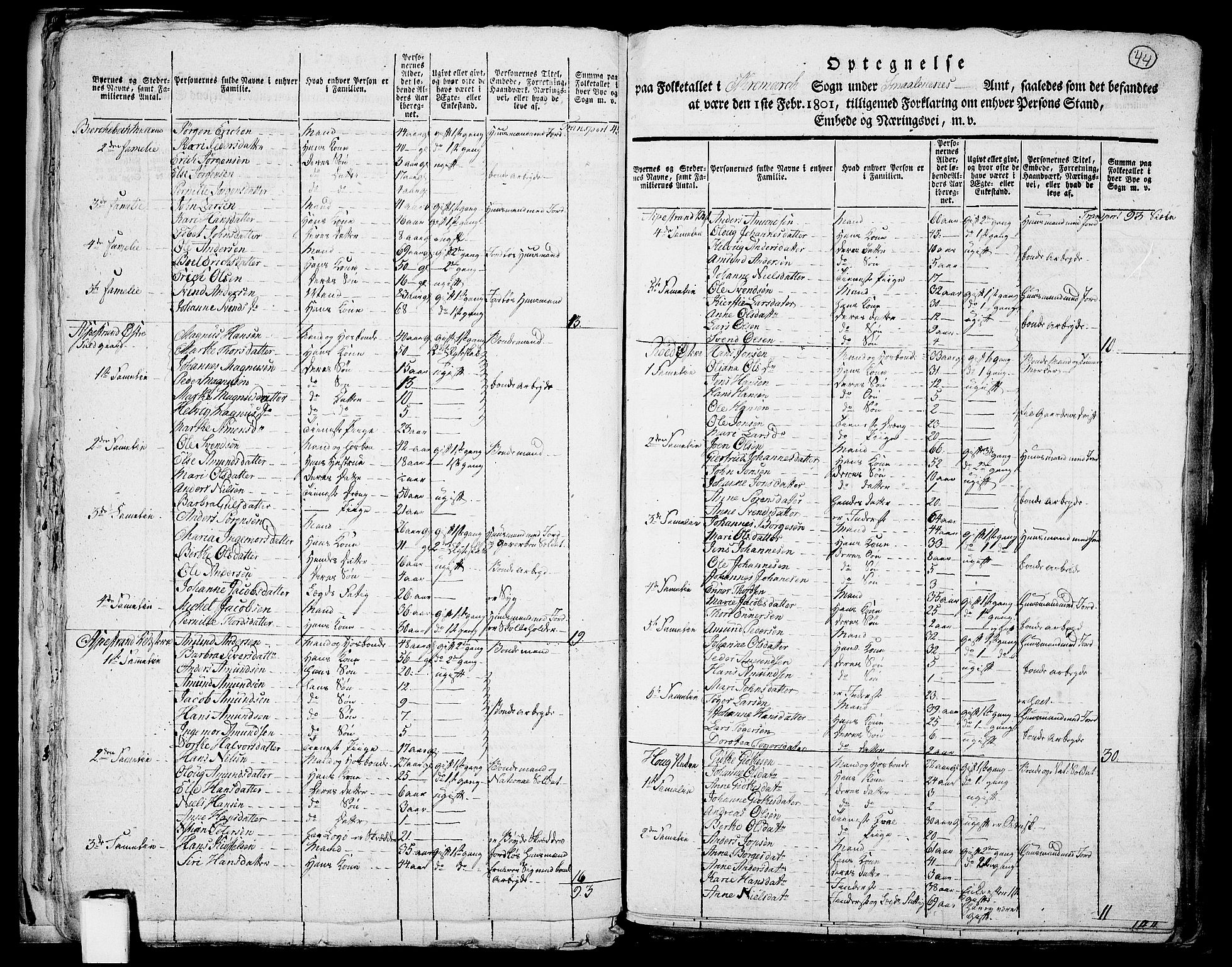 RA, 1801 census for 0118P Aremark, 1801, p. 43b-44a