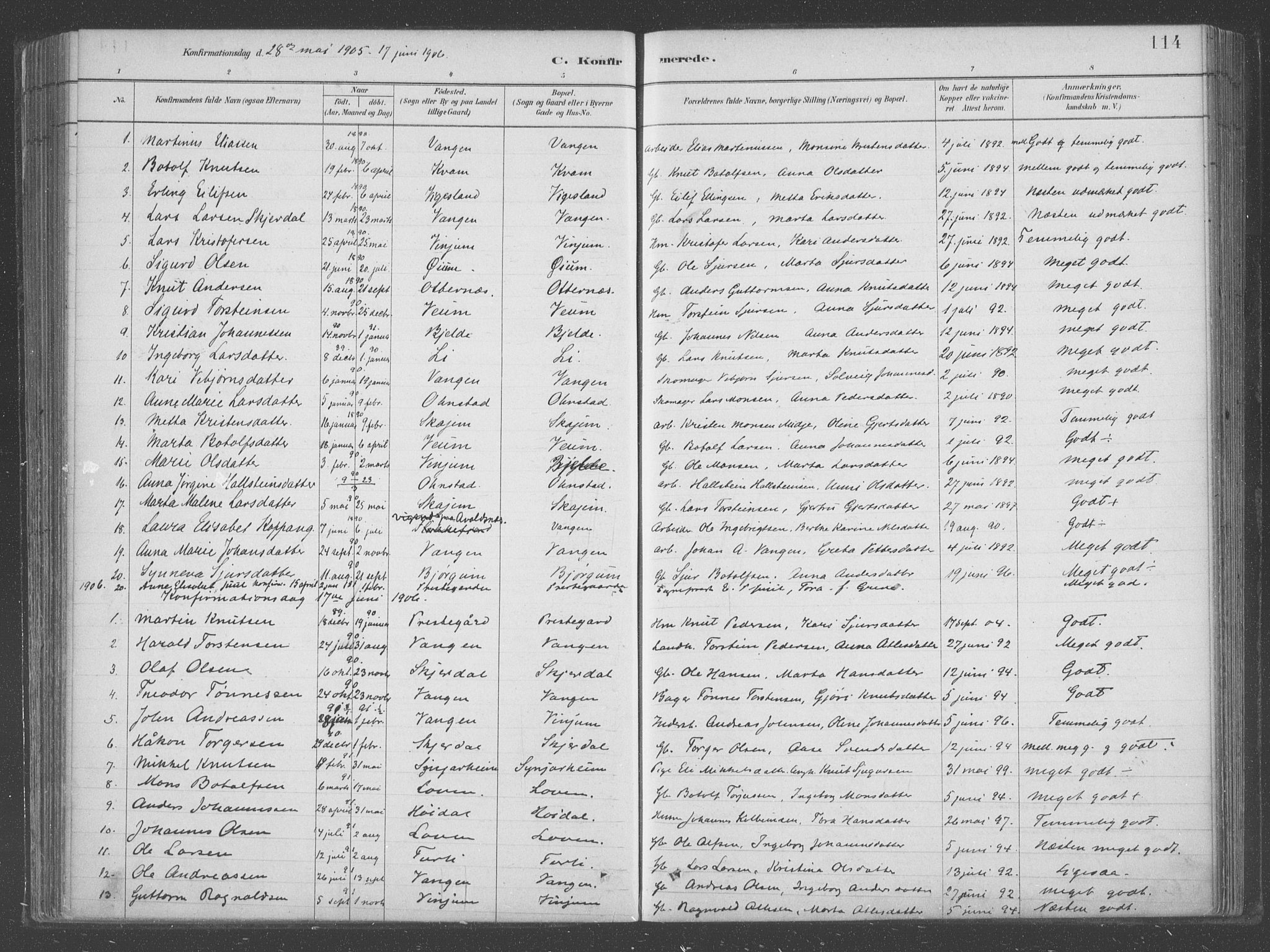 Aurland sokneprestembete, SAB/A-99937/H/Ha/Hab/L0001: Parish register (official) no. B  1, 1880-1909, p. 114