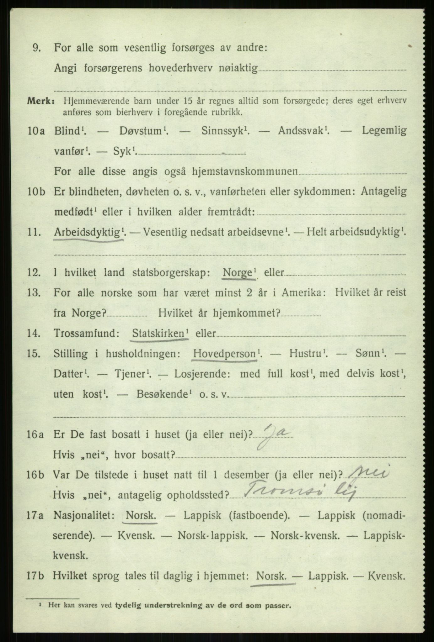 SATØ, 1920 census for Lenvik, 1920, p. 14107