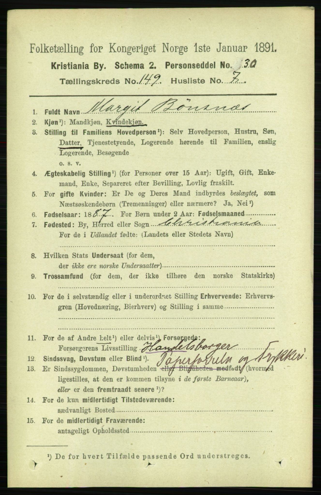 RA, 1891 census for 0301 Kristiania, 1891, p. 83302