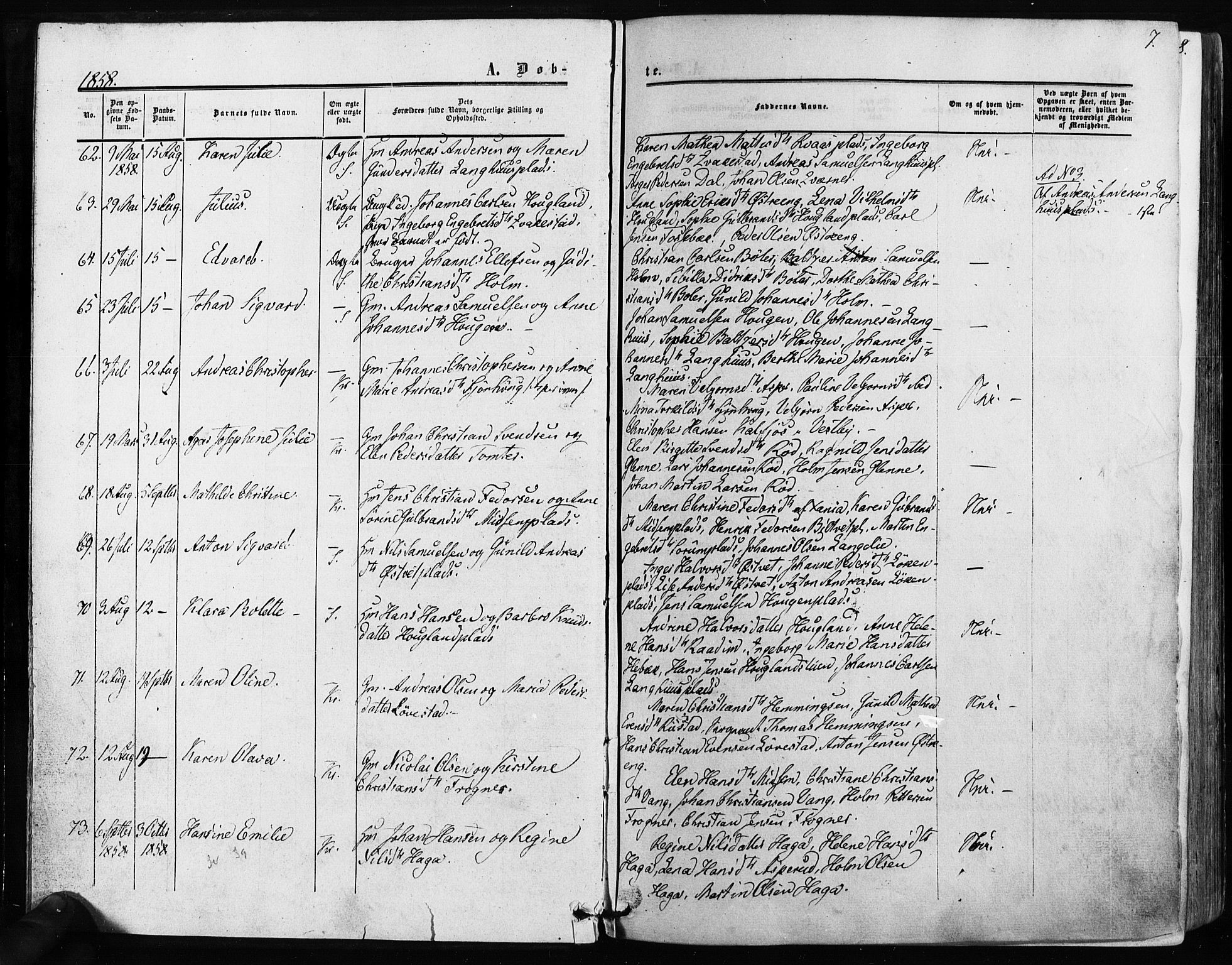 Kråkstad prestekontor Kirkebøker, SAO/A-10125a/F/Fa/L0007: Parish register (official) no. I 7, 1858-1870, p. 7