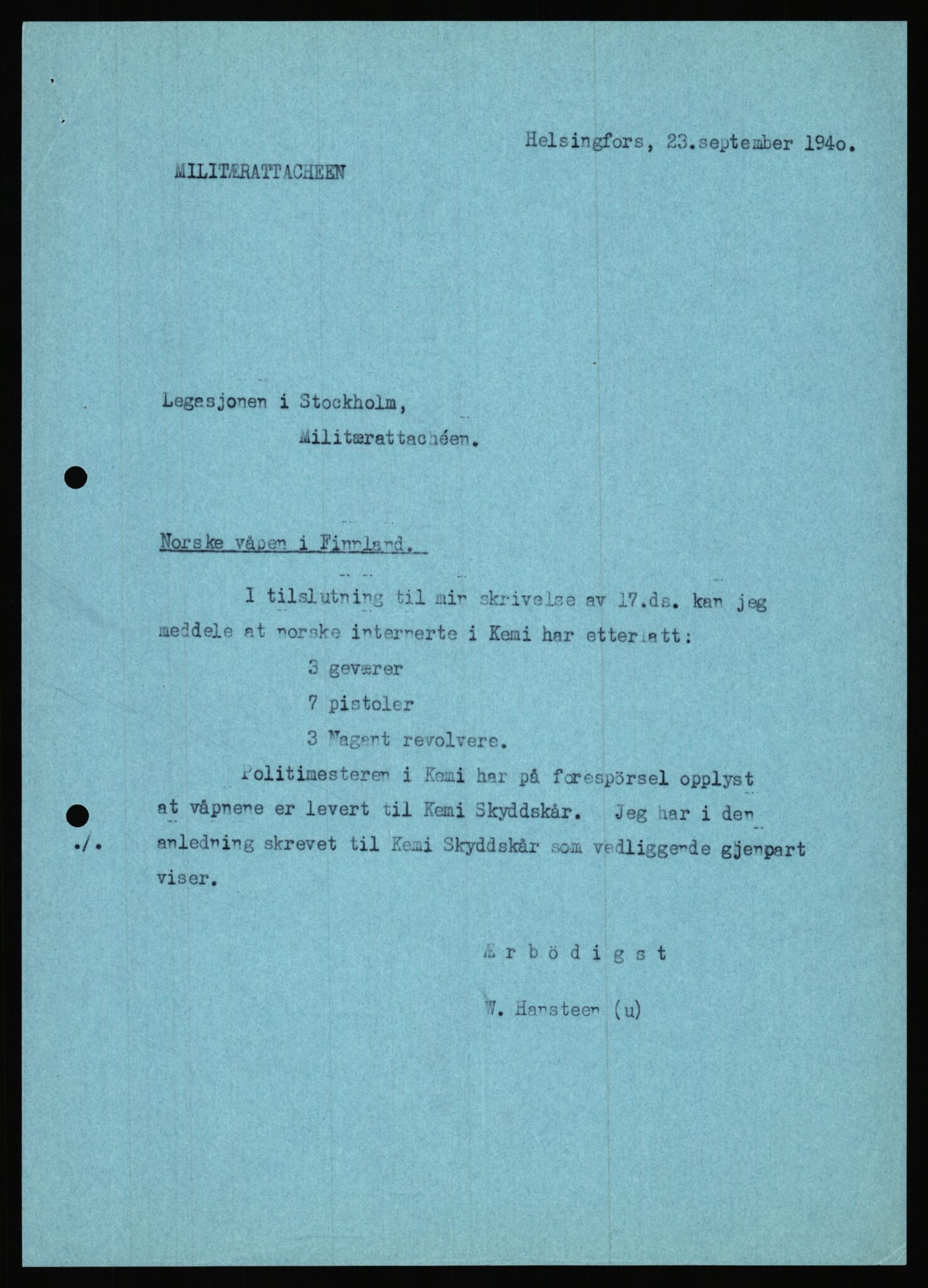 Forsvaret, Forsvarets krigshistoriske avdeling, RA/RAFA-2017/Y/Ya/L0006: II-C-11-11,2 - Utenriksdepartementet.  Legasjonen i Helsingfors., 1940-1946, p. 144