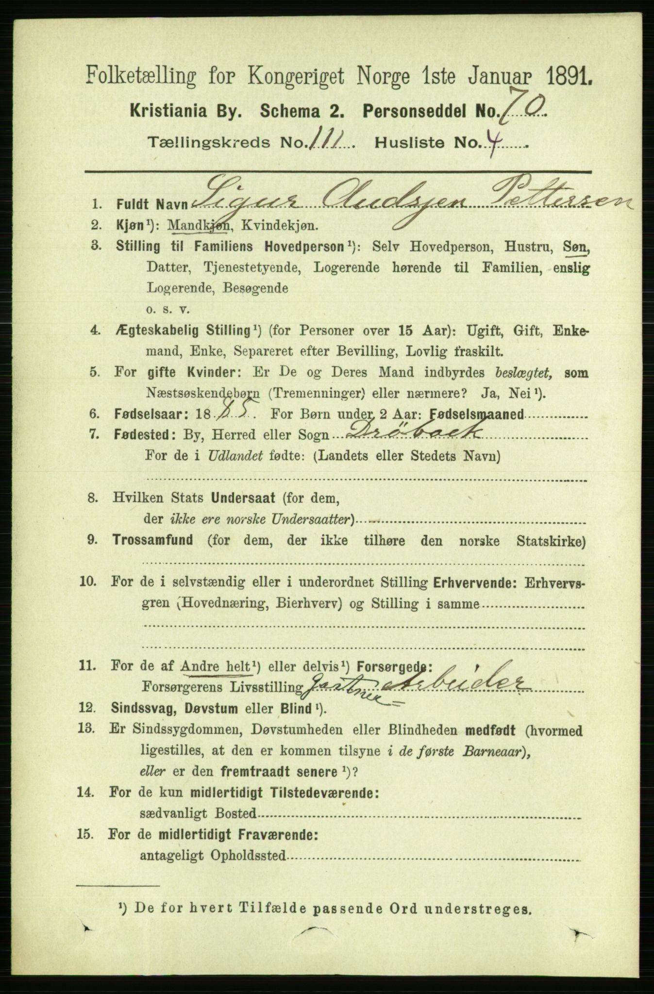 RA, 1891 census for 0301 Kristiania, 1891, p. 58058
