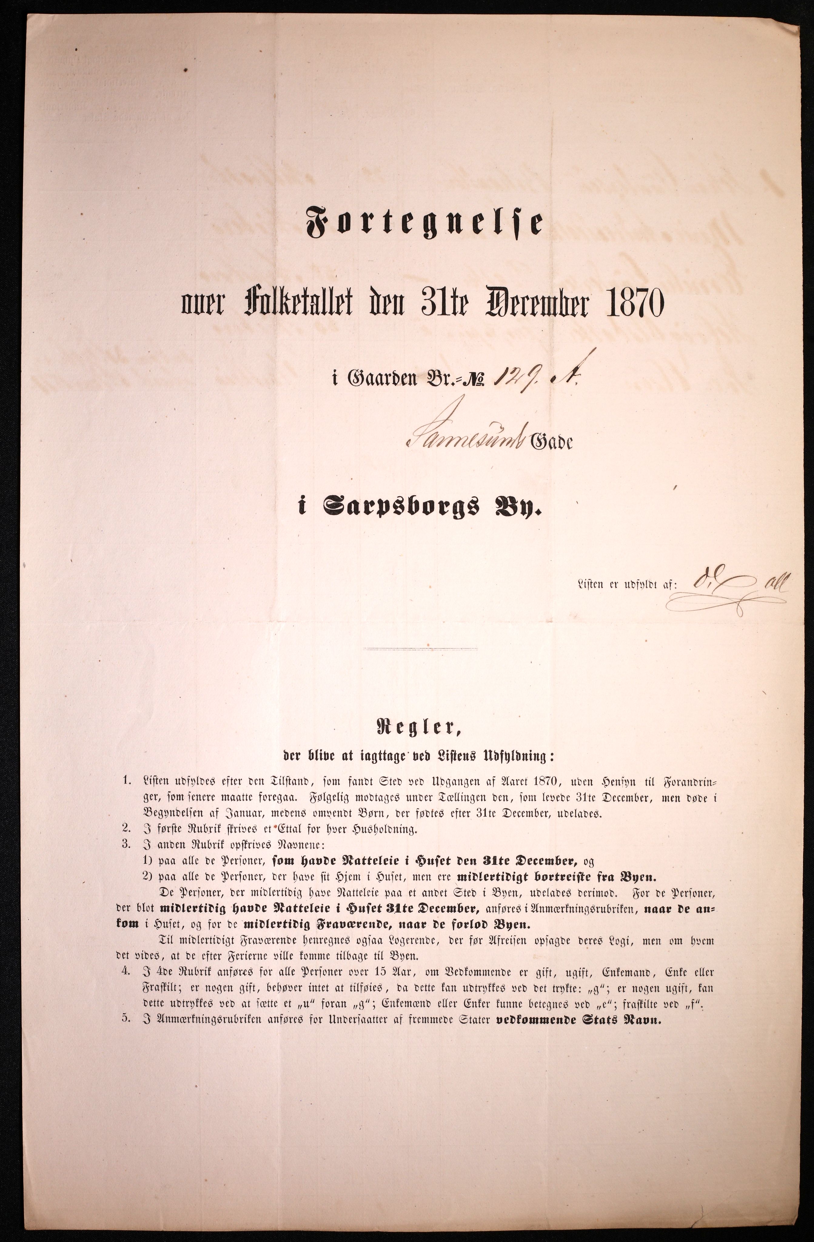 RA, 1870 census for 0102 Sarpsborg, 1870, p. 495