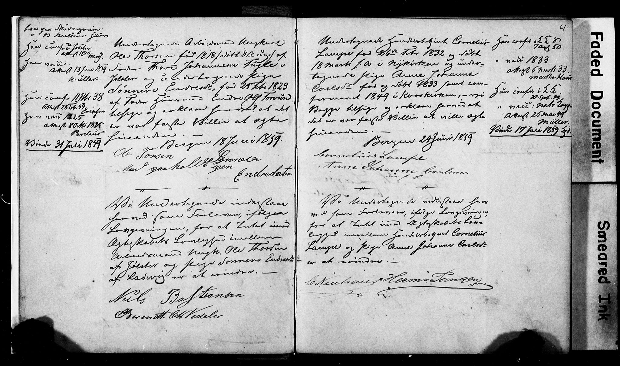 Korskirken sokneprestembete, AV/SAB-A-76101: Best man's statements no. II.5.2, 1859-1865, p. 4