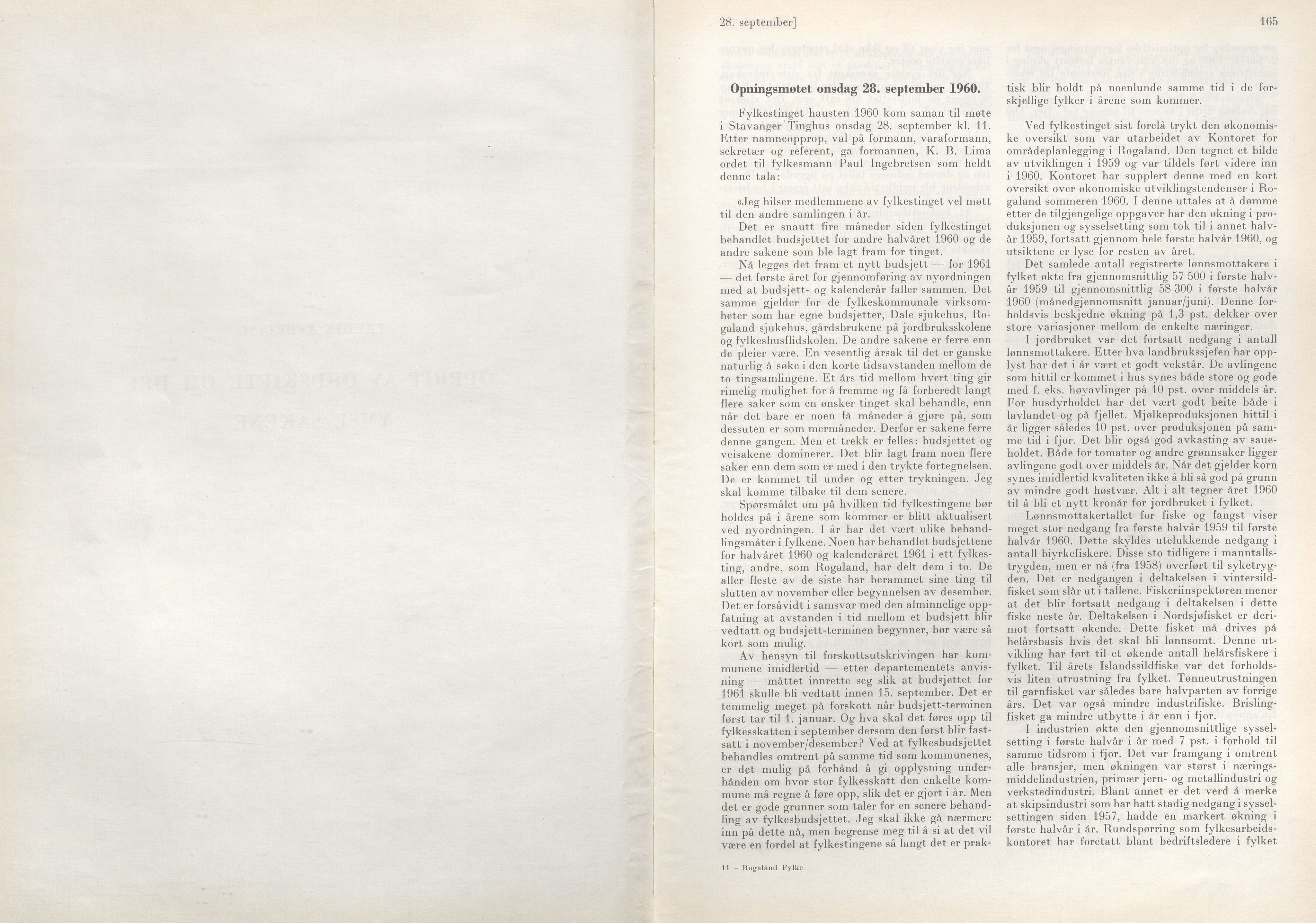 Rogaland fylkeskommune - Fylkesrådmannen , IKAR/A-900/A/Aa/Aaa/L0080: Møtebok , 1960, p. 165