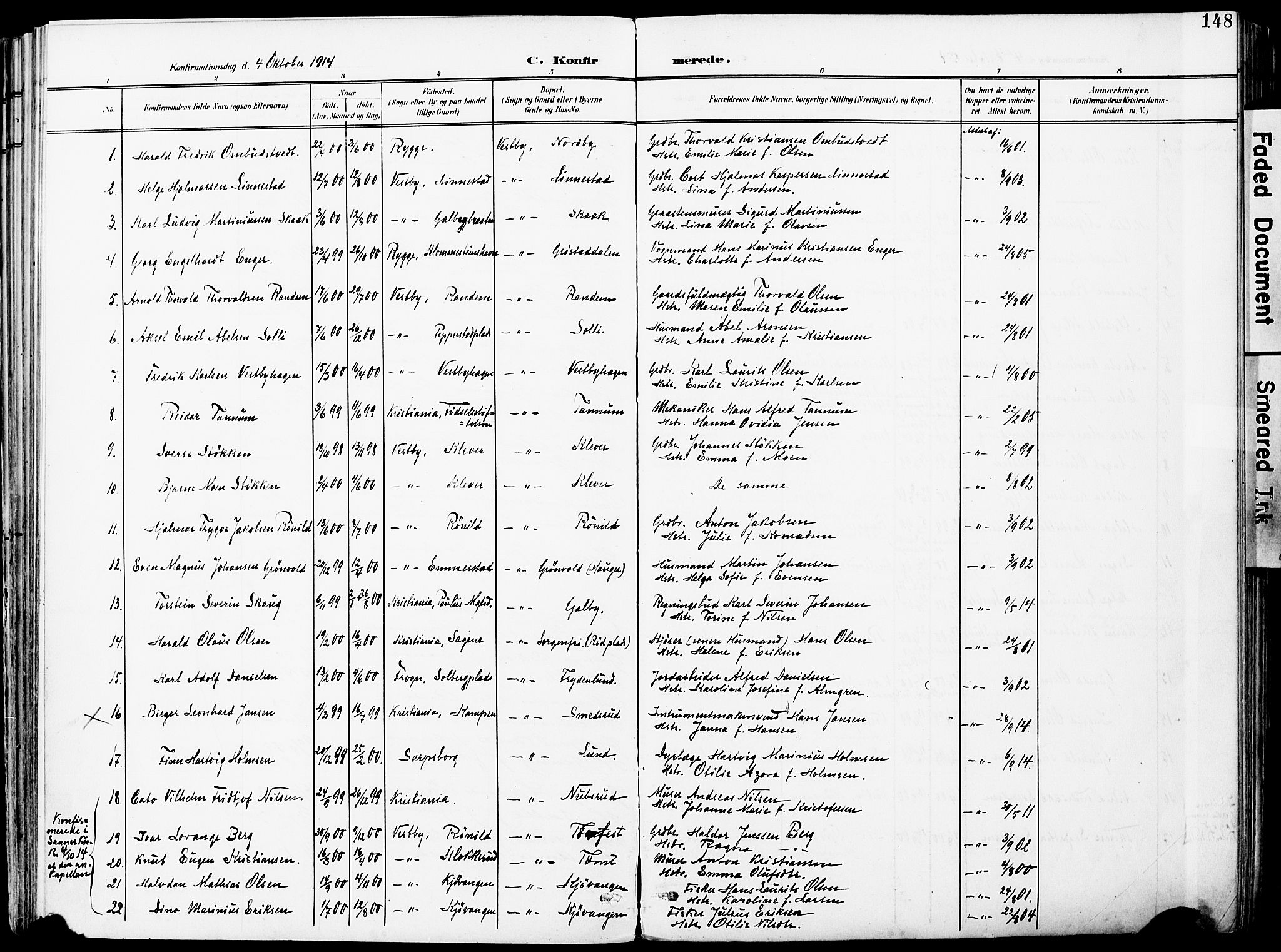 Vestby prestekontor Kirkebøker, AV/SAO-A-10893/F/Fa/L0010: Parish register (official) no. I 10, 1900-1926, p. 148