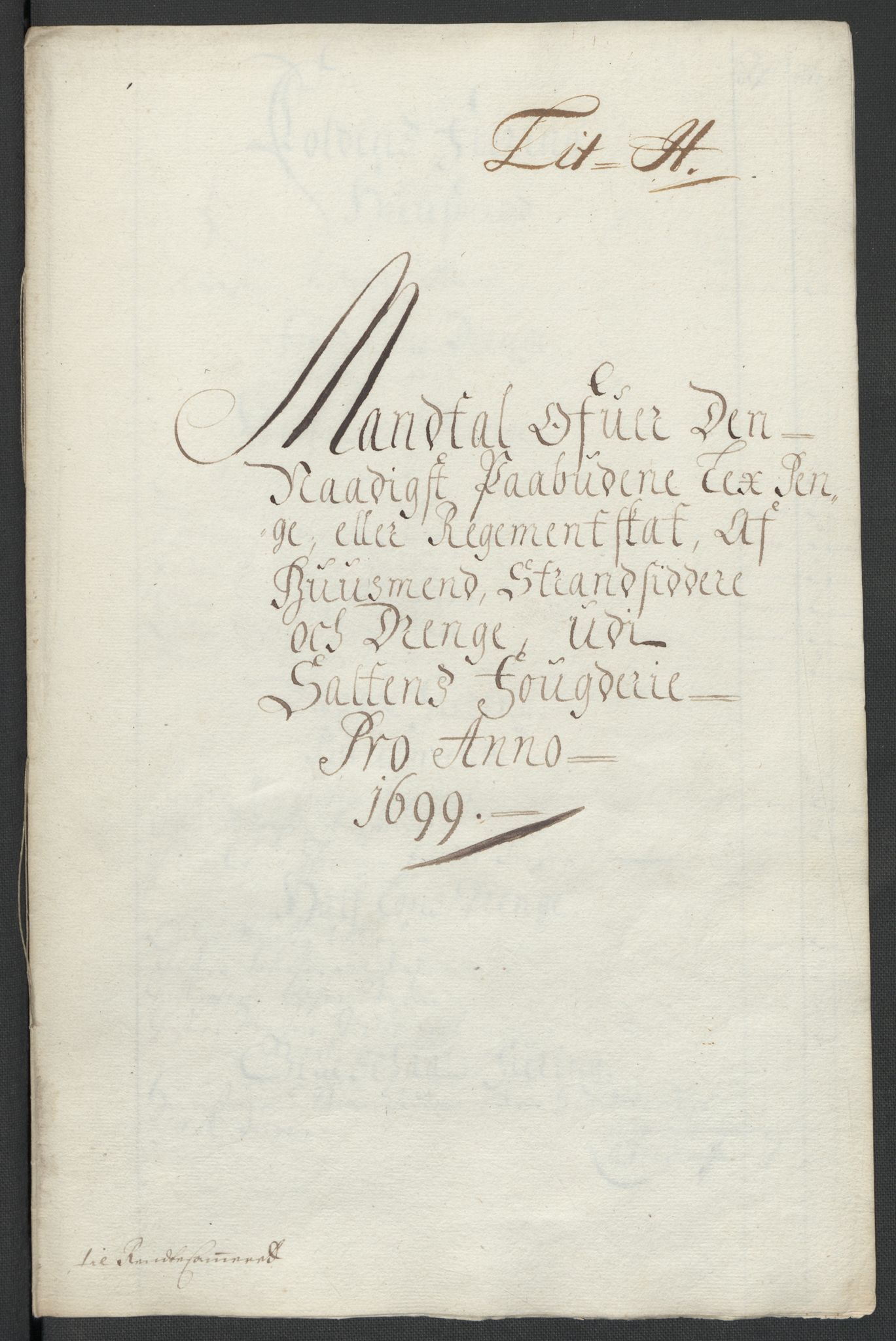 Rentekammeret inntil 1814, Reviderte regnskaper, Fogderegnskap, RA/EA-4092/R66/L4579: Fogderegnskap Salten, 1697-1700, p. 281