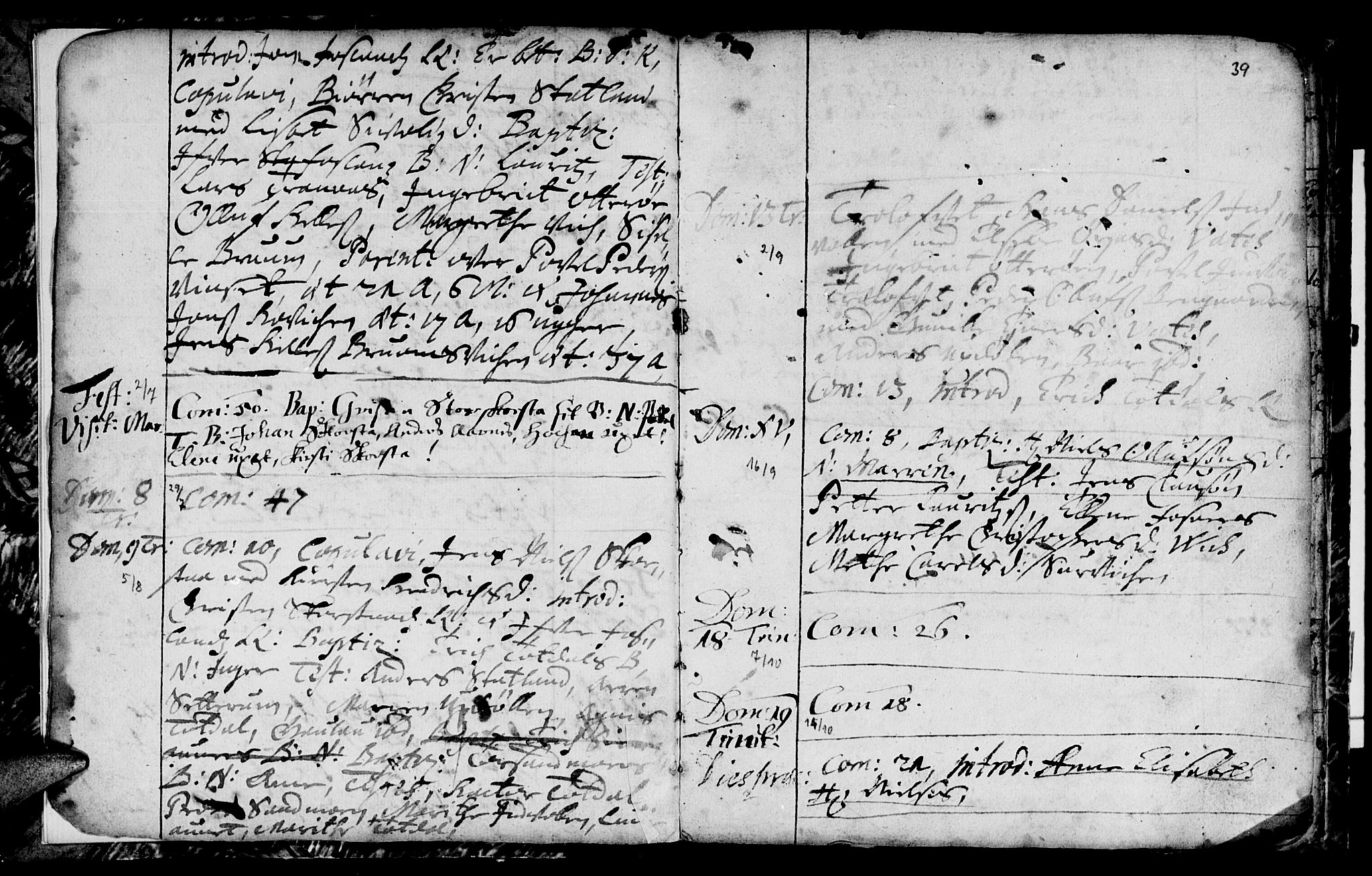 Ministerialprotokoller, klokkerbøker og fødselsregistre - Nord-Trøndelag, SAT/A-1458/774/L0627: Parish register (official) no. 774A01, 1693-1738, p. 38-39