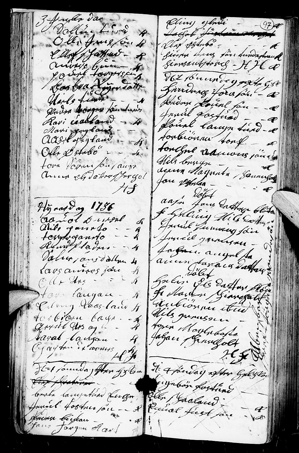 Holt sokneprestkontor, SAK/1111-0021/F/Fb/L0004: Parish register (copy) no. B 4, 1730-1746, p. 97