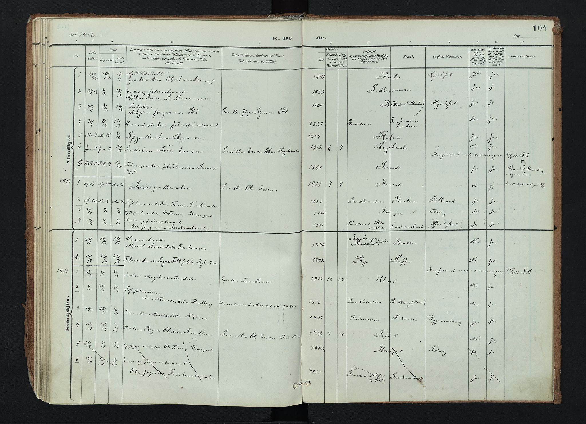 Nord-Aurdal prestekontor, SAH/PREST-132/H/Ha/Haa/L0017: Parish register (official) no. 17, 1897-1926, p. 104