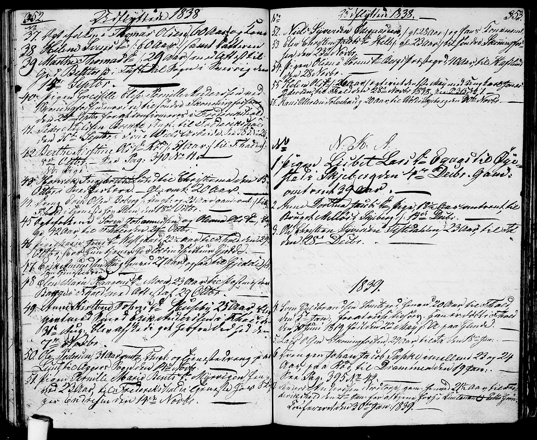 Berg prestekontor Kirkebøker, AV/SAO-A-10902/G/Ga/L0002: Parish register (copy) no. I 2, 1832-1844, p. 352-353