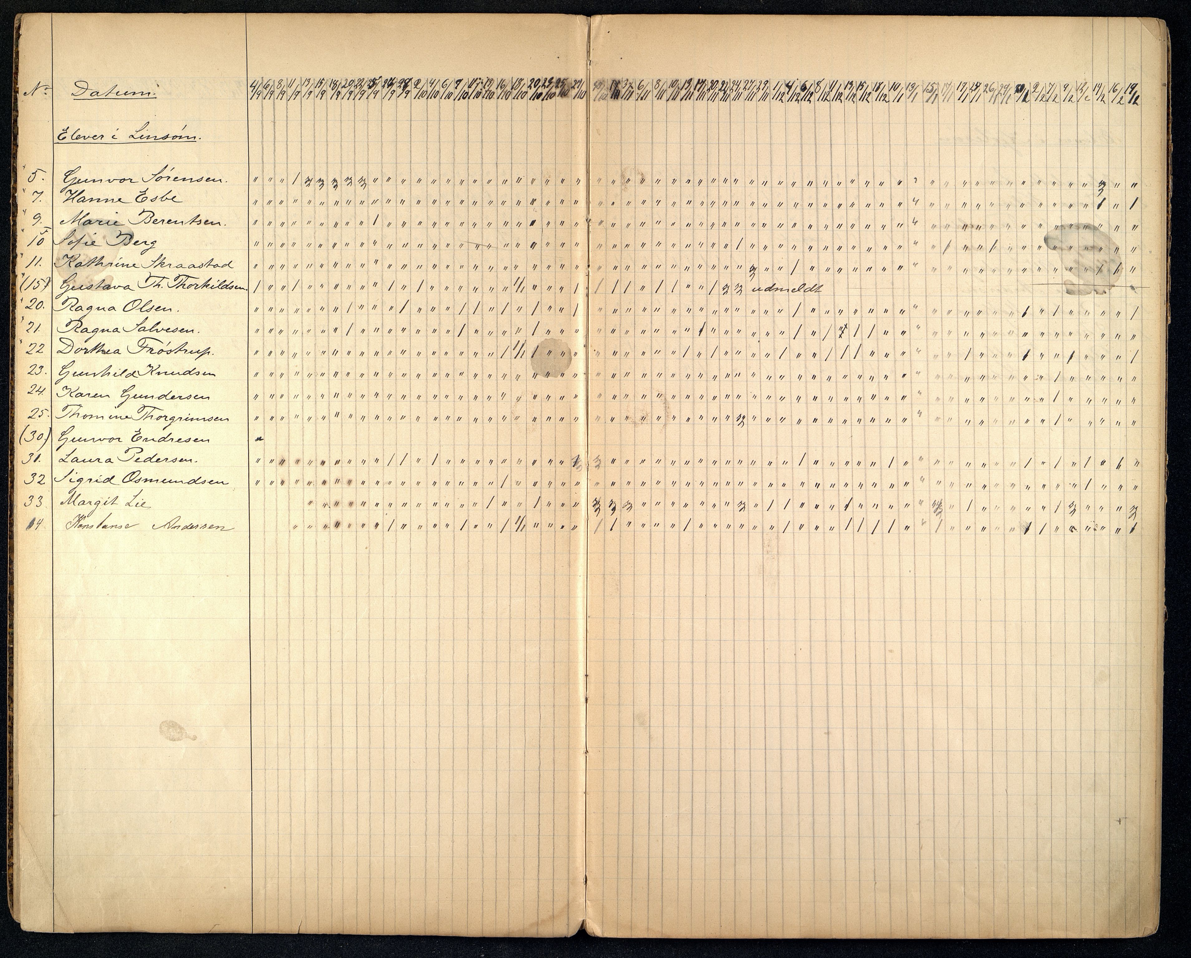 Kristiansand By - Kr.Sand Kvindelige Håndgjernings- og Tegneskole/ Kr.Sand Kvindelige Industriskole/ Husflidskolen, ARKSOR/1001KG554/I/Ia/L0002/0001: Dagbøker / Dagbok, kjolesøm og linsøm, 1893-1899