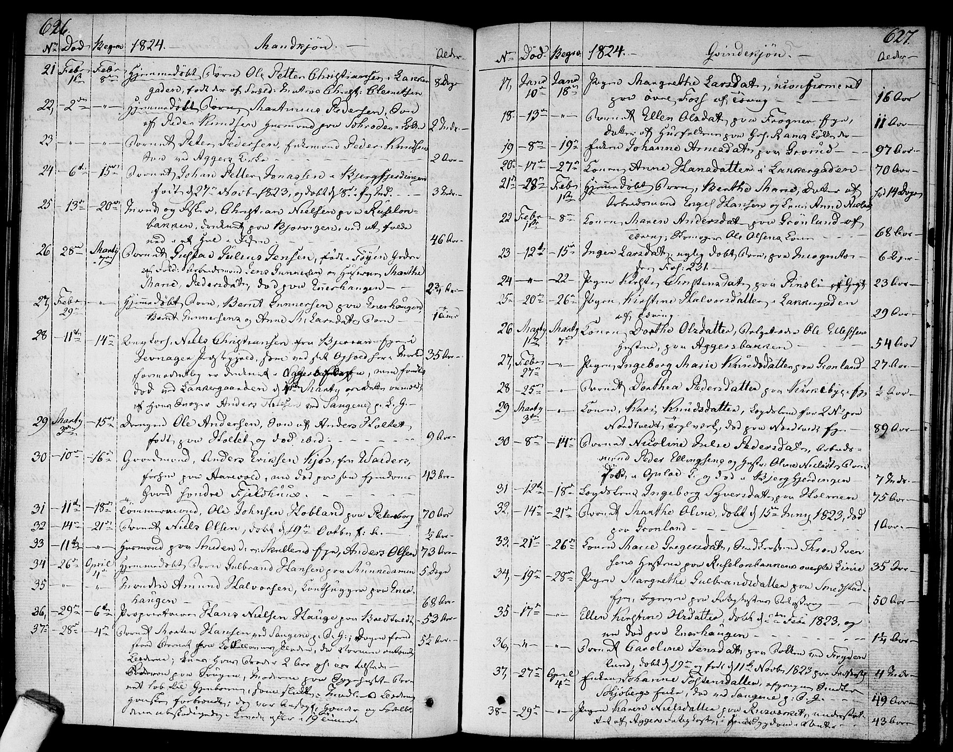Aker prestekontor kirkebøker, SAO/A-10861/F/L0012: Parish register (official) no. 12, 1819-1828, p. 626-627