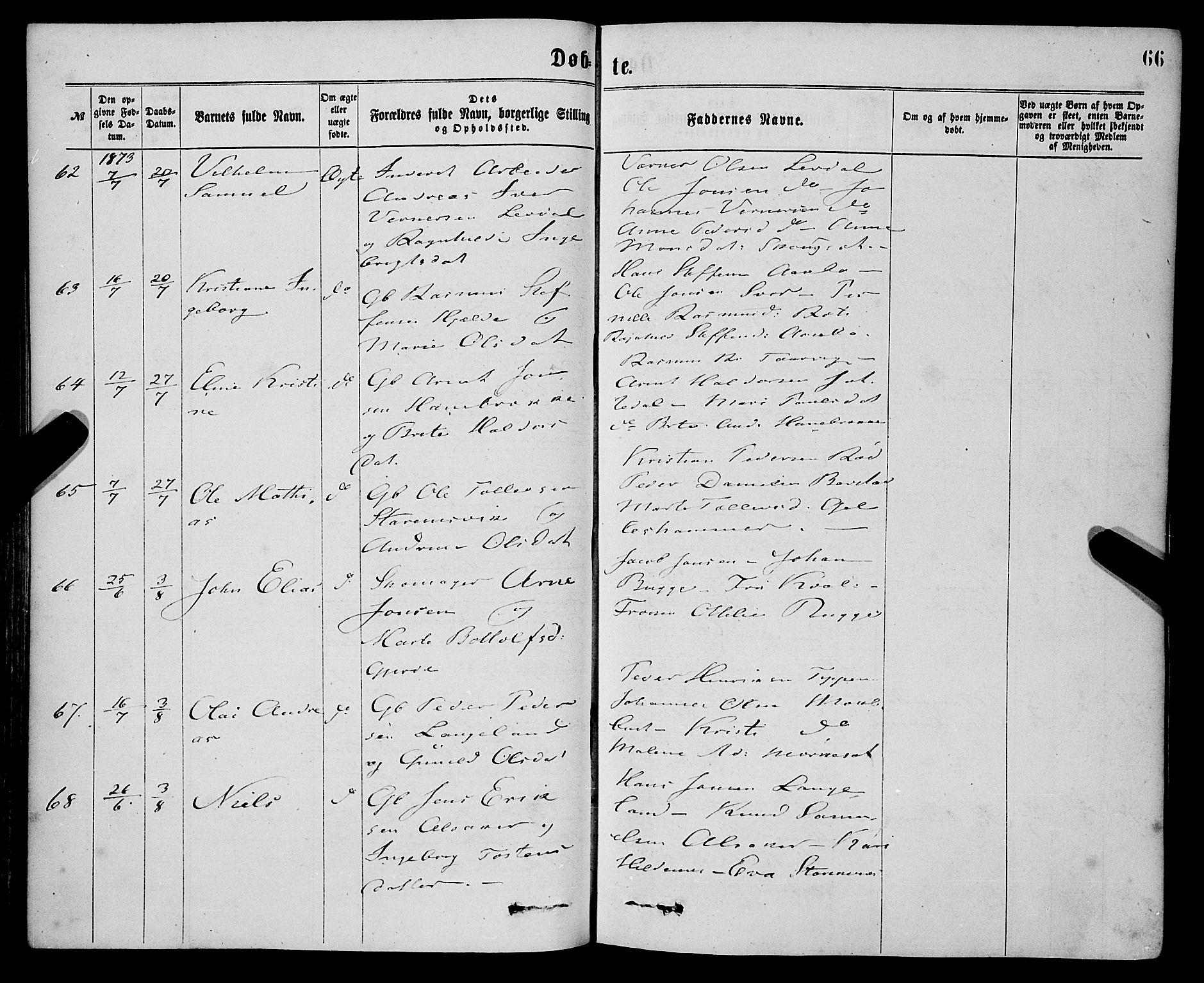 Eid sokneprestembete, AV/SAB-A-82301/H/Haa/Haaa/L0010: Parish register (official) no. A 10, 1867-1878, p. 66