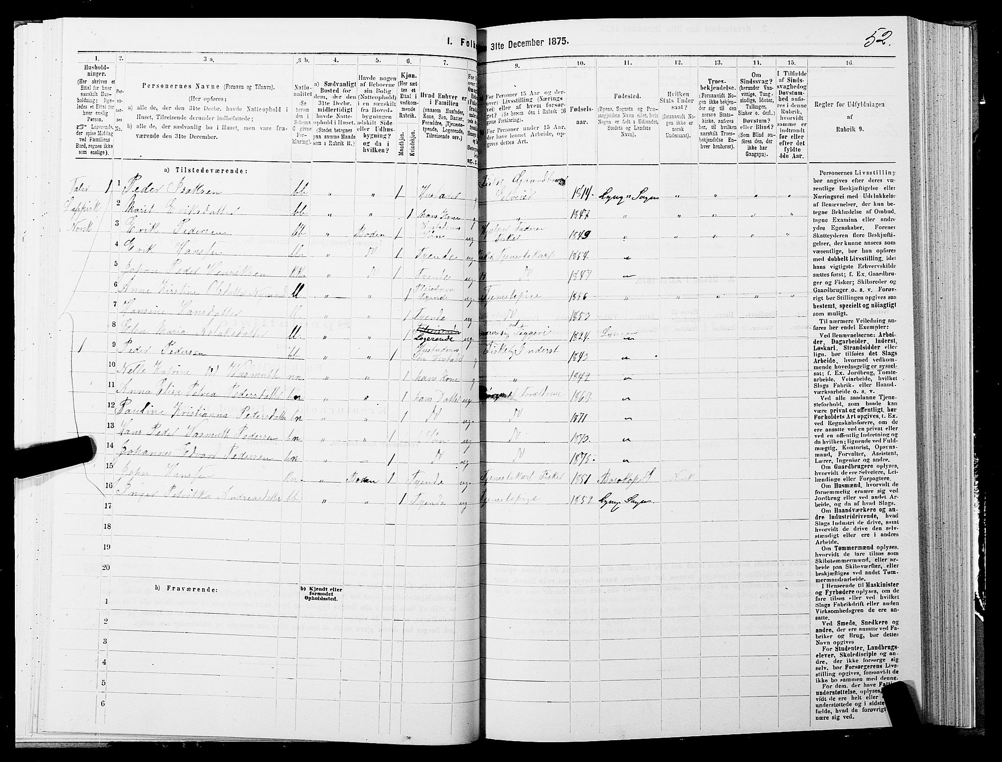 SATØ, 1875 census for 1938P Lyngen, 1875, p. 2052