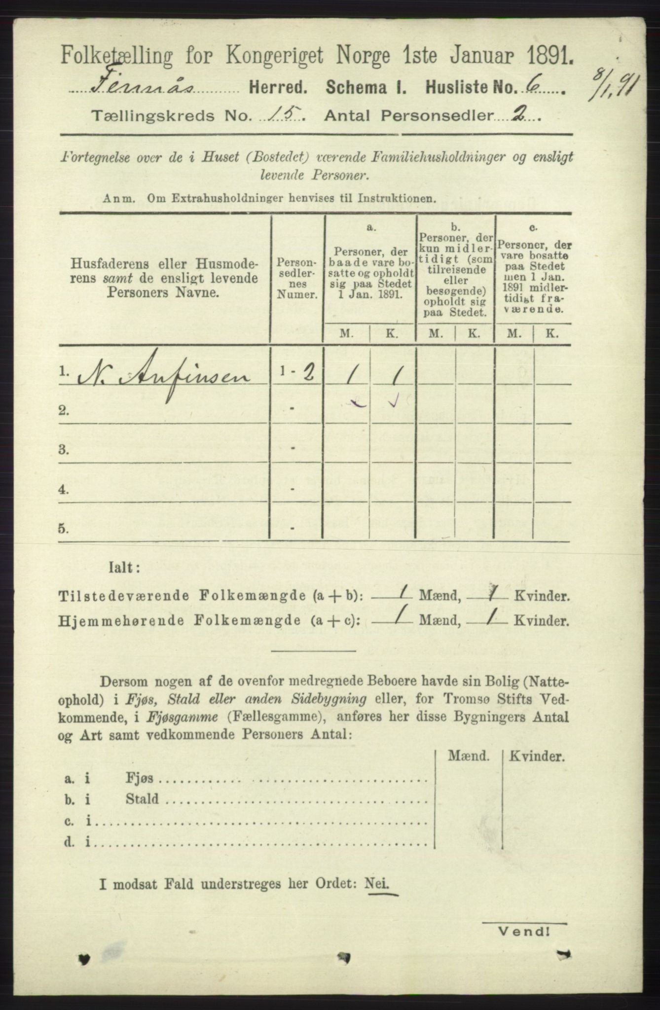 RA, 1891 census for 1218 Finnås, 1891, p. 5940