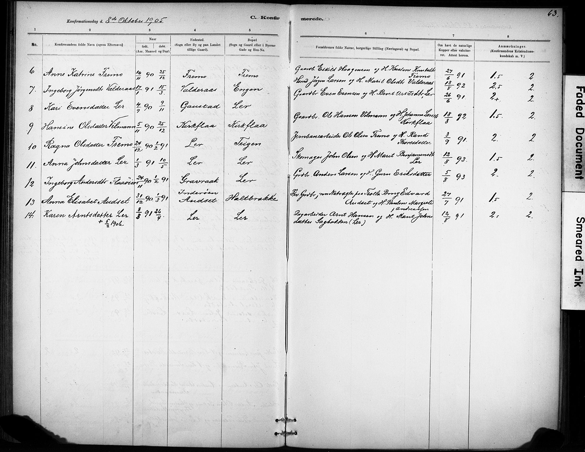 Ministerialprotokoller, klokkerbøker og fødselsregistre - Sør-Trøndelag, SAT/A-1456/693/L1119: Parish register (official) no. 693A01, 1887-1905, p. 63