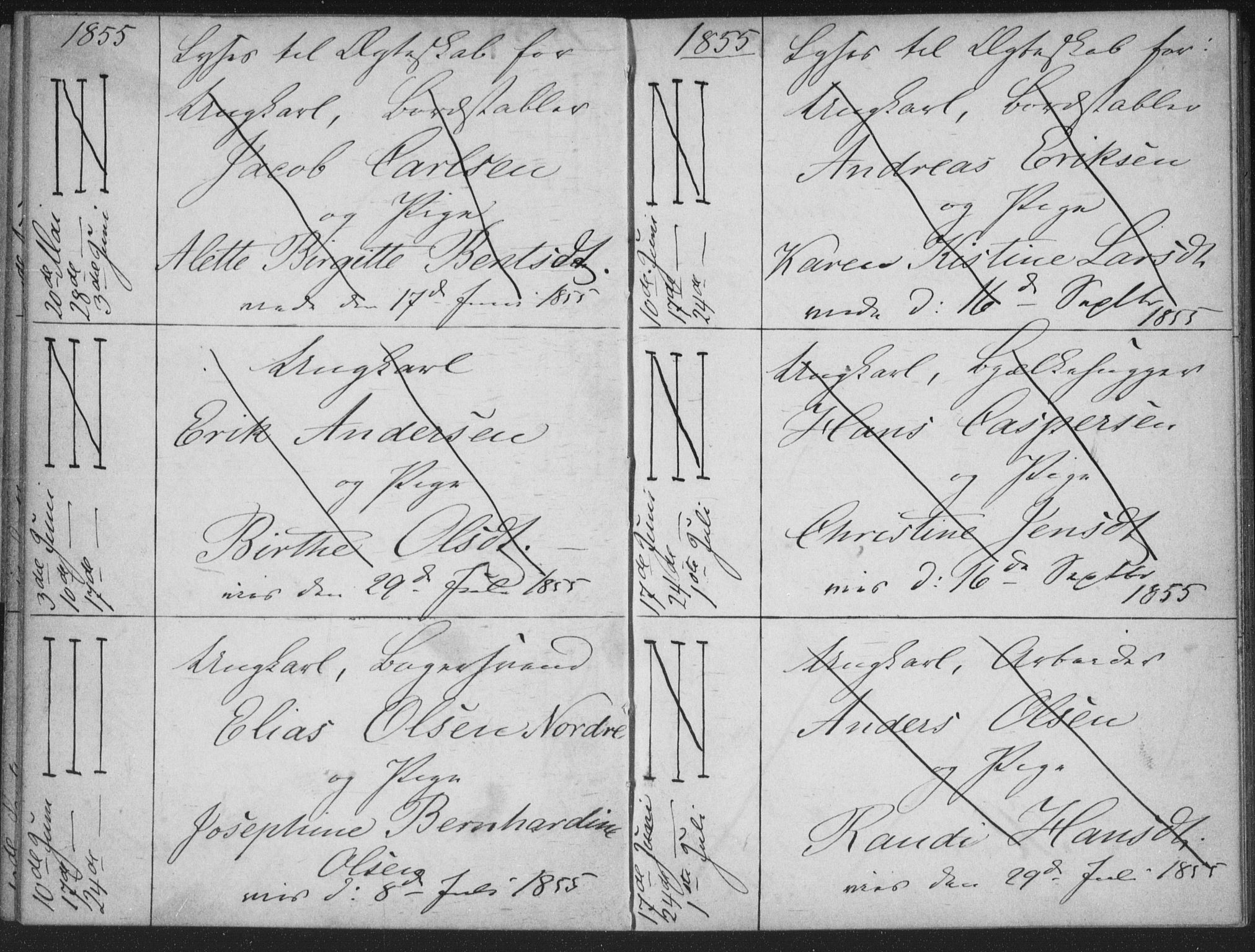 Bragernes kirkebøker, AV/SAKO-A-6/H/Ha/L0003: Banns register no. 3, 1854-1859