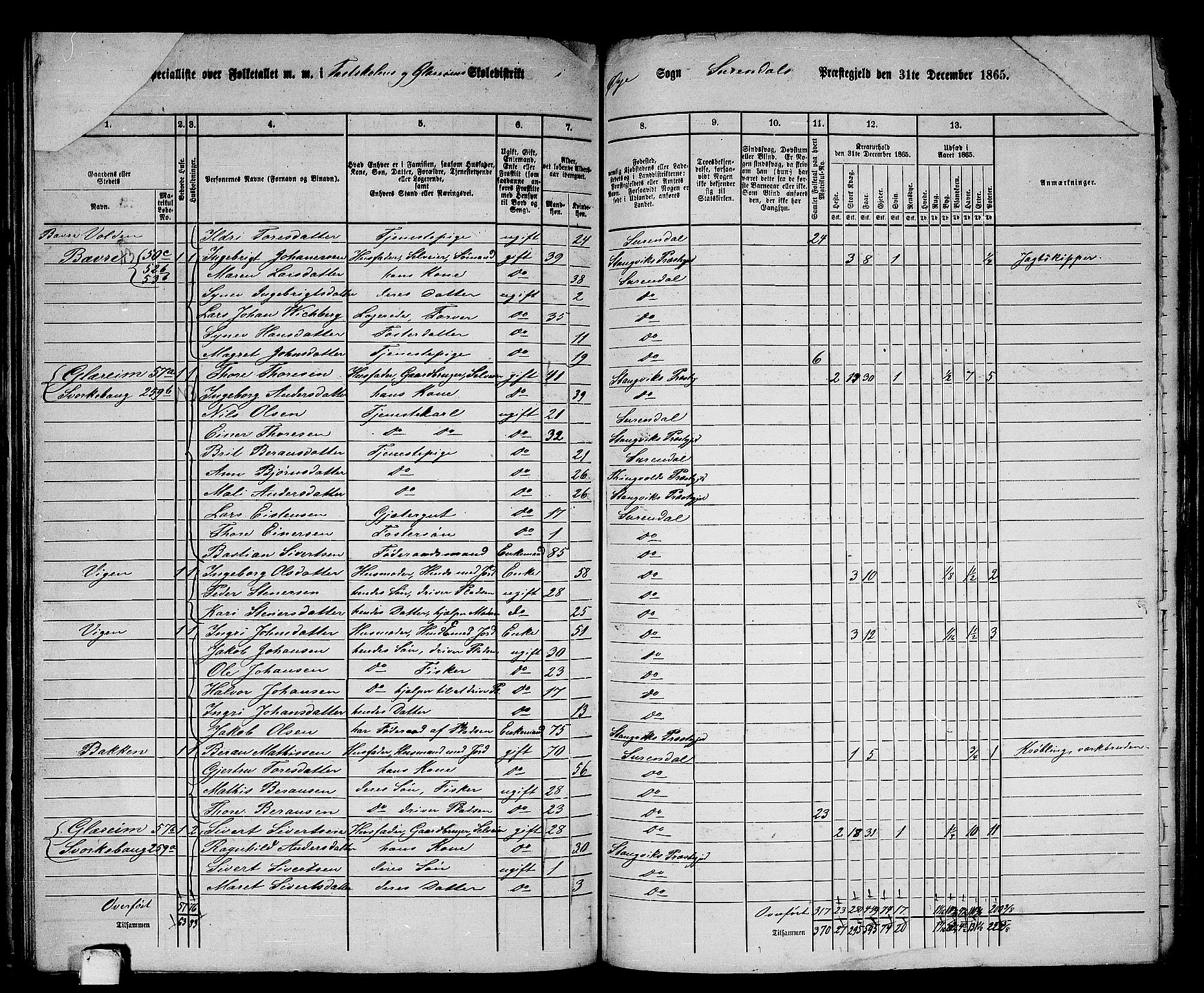 RA, 1865 census for Surnadal, 1865, p. 140