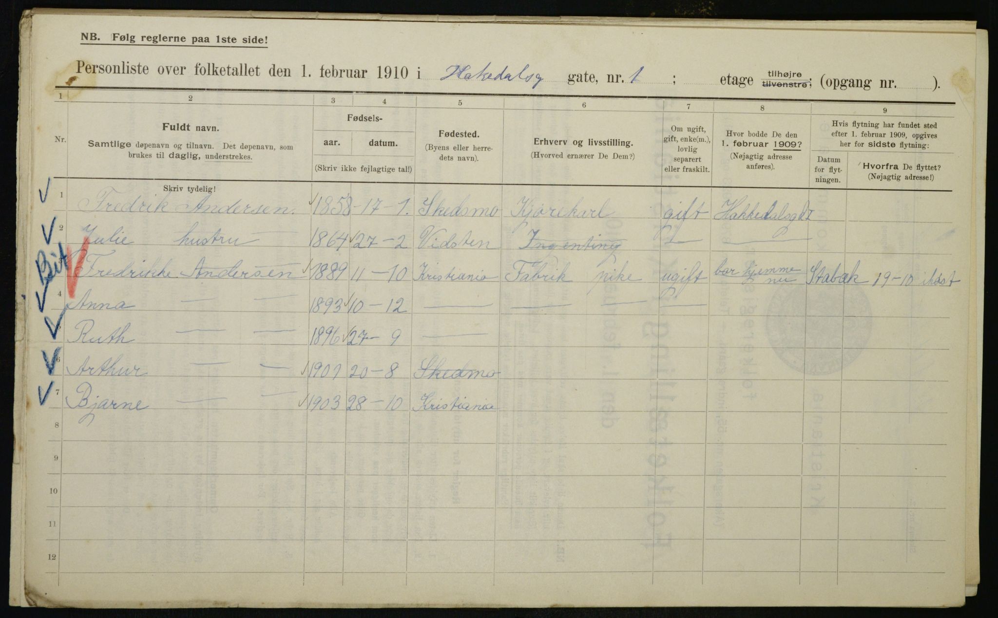 OBA, Municipal Census 1910 for Kristiania, 1910, p. 31934