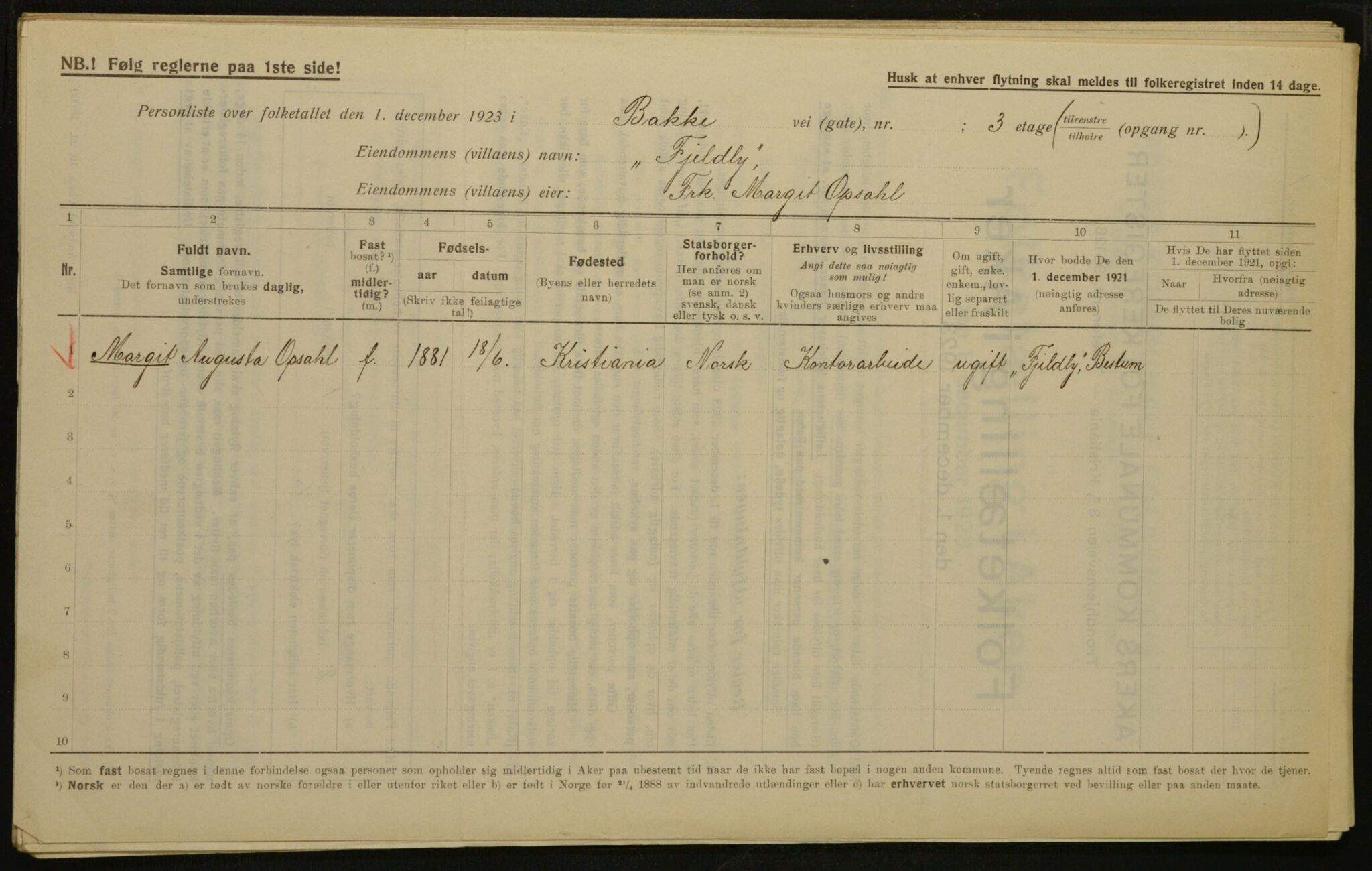 , Municipal Census 1923 for Aker, 1923, p. 330