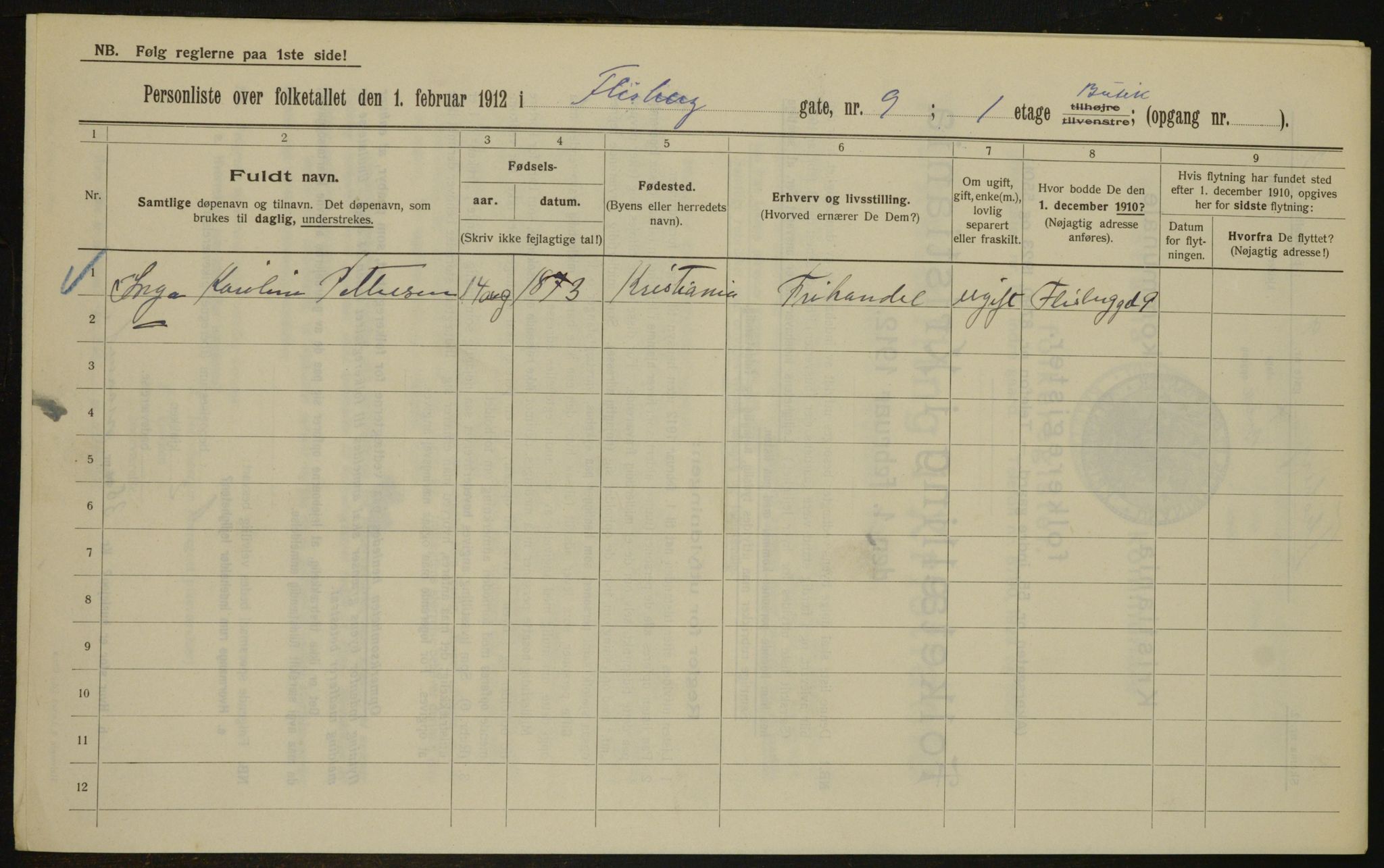 OBA, Municipal Census 1912 for Kristiania, 1912, p. 24660