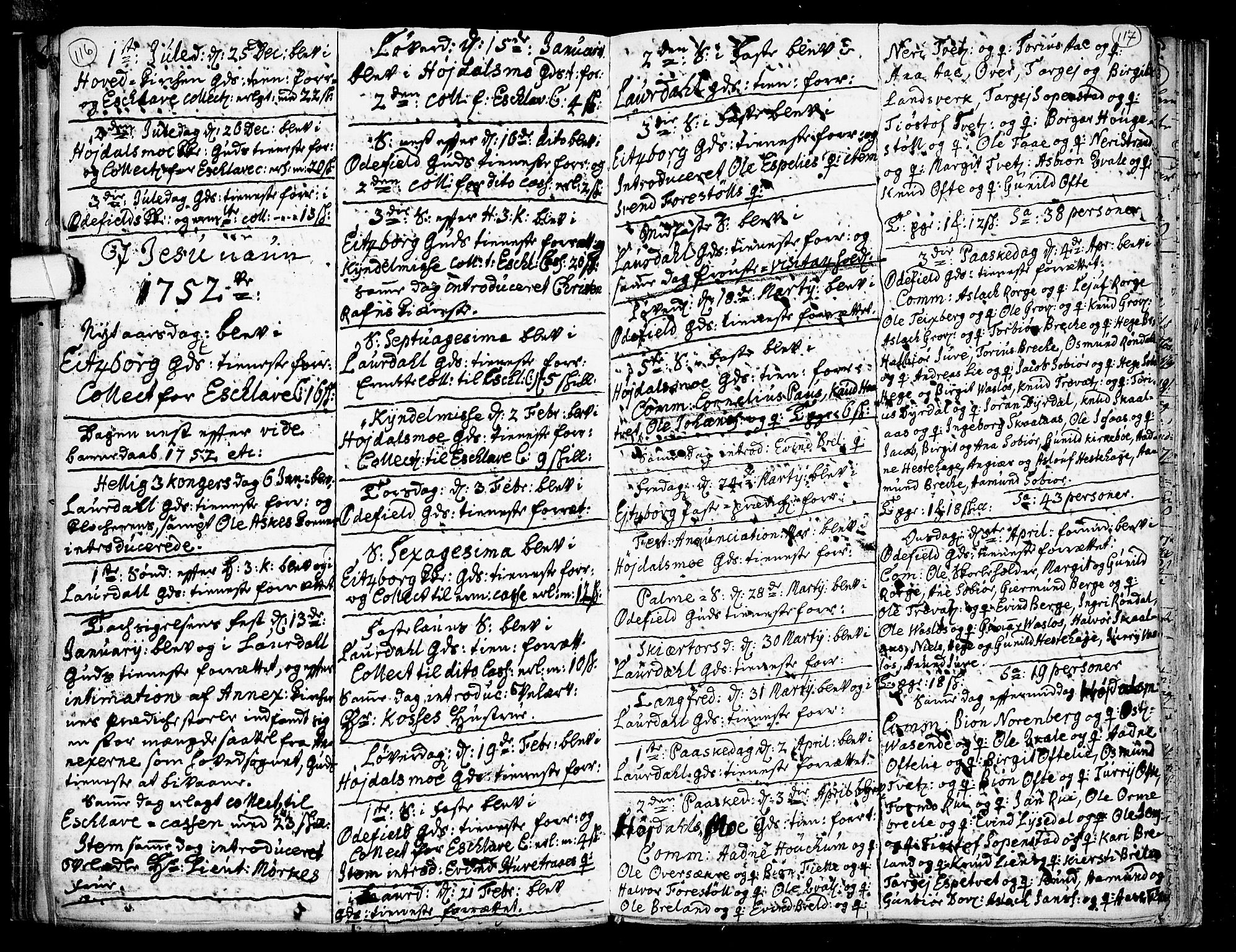 Lårdal kirkebøker, SAKO/A-284/F/Fa/L0002: Parish register (official) no. I 2, 1734-1754, p. 116-117
