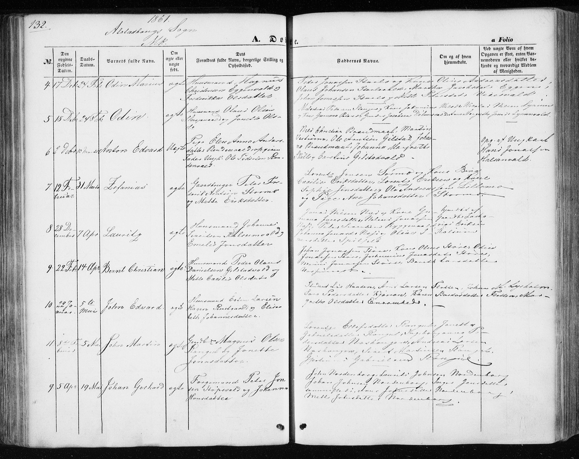 Ministerialprotokoller, klokkerbøker og fødselsregistre - Nord-Trøndelag, SAT/A-1458/717/L0154: Parish register (official) no. 717A07 /1, 1850-1862, p. 132