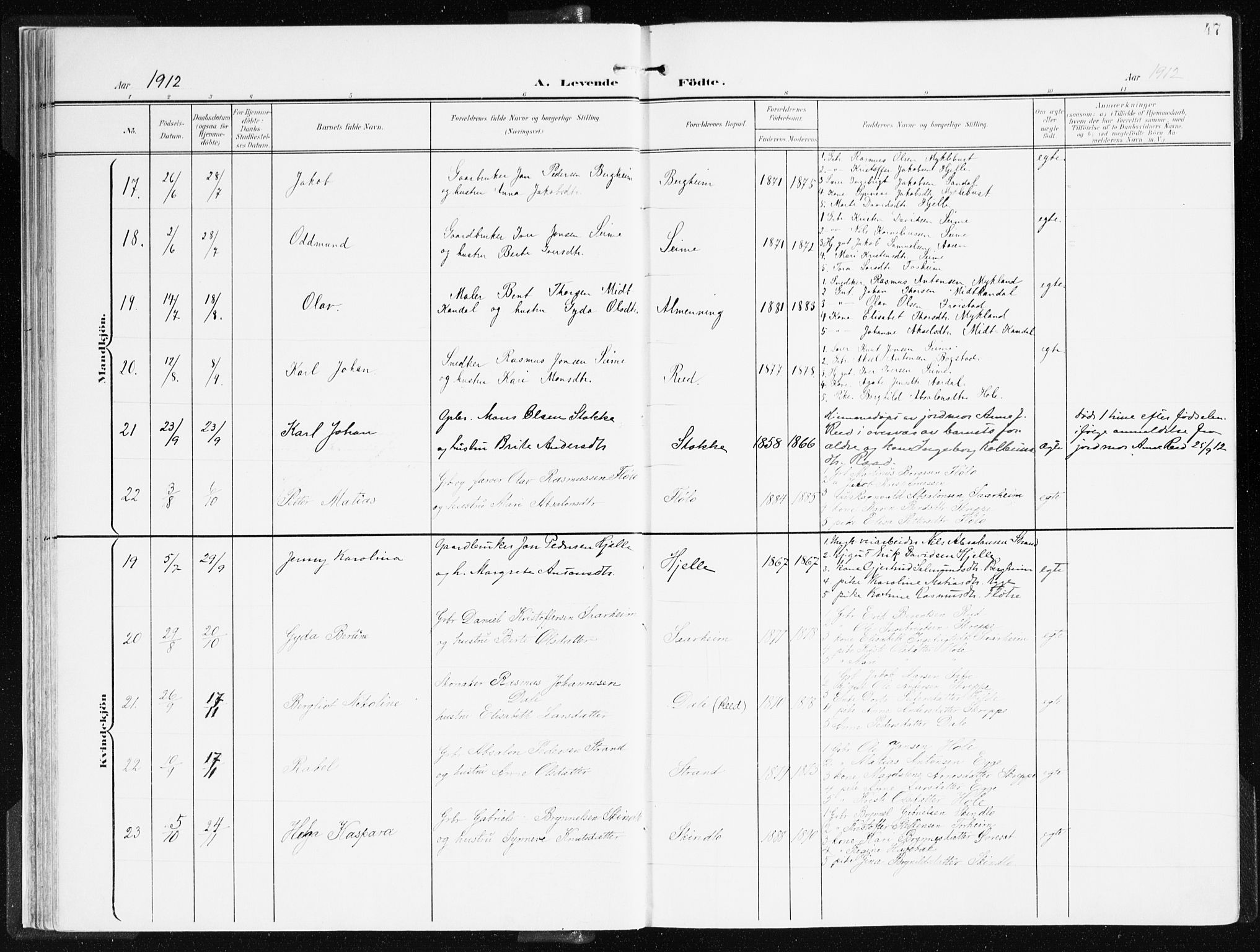 Gloppen sokneprestembete, AV/SAB-A-80101/H/Haa/Haac/L0003: Parish register (official) no. C 3, 1904-1921, p. 47