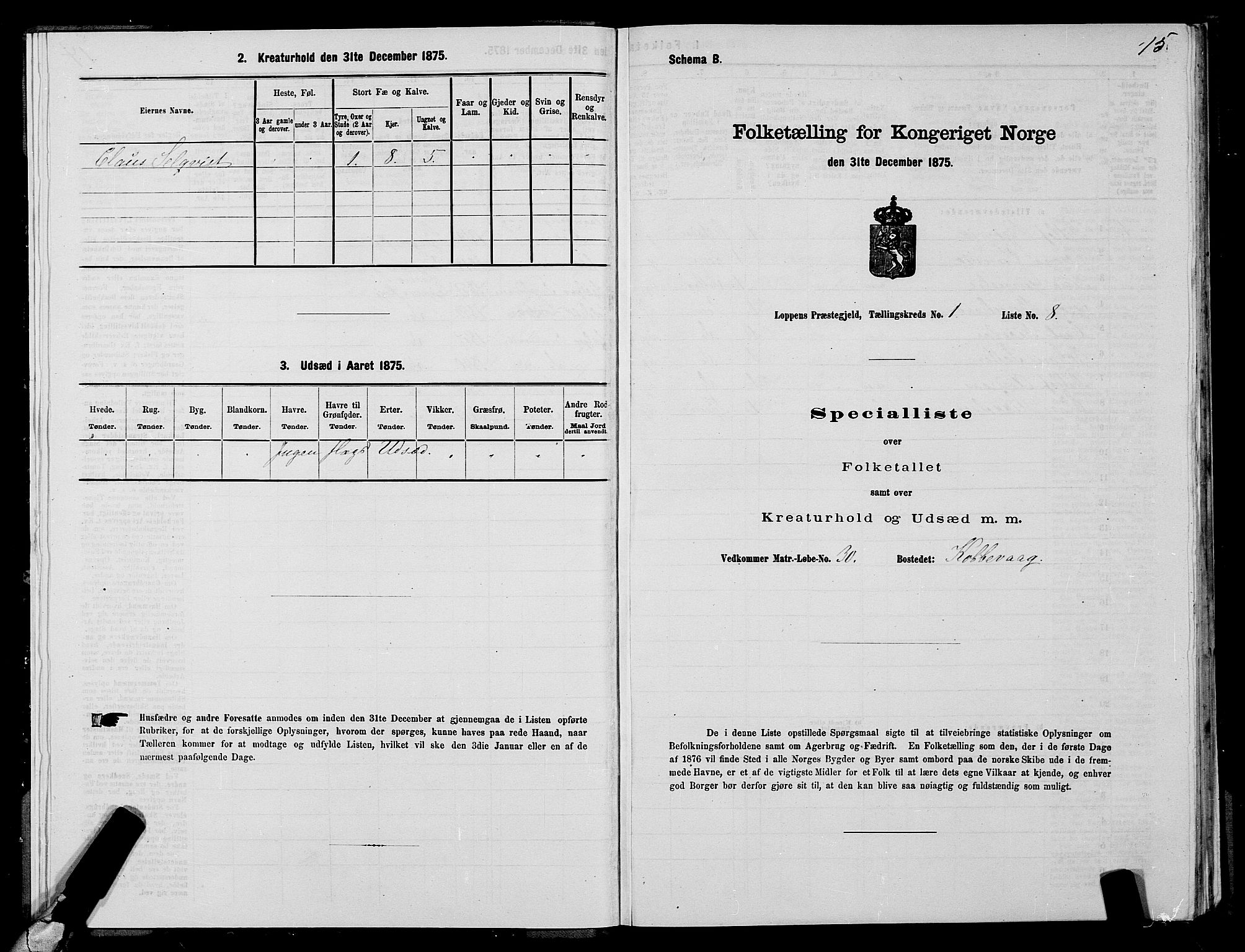 SATØ, 1875 census for 2014P Loppa, 1875, p. 1015
