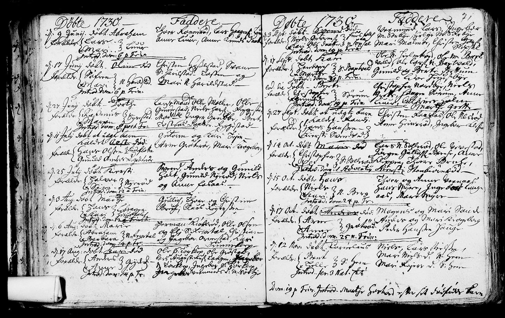 Våle kirkebøker, SAKO/A-334/F/Fa/L0002: Parish register (official) no. I 2, 1705-1732, p. 71