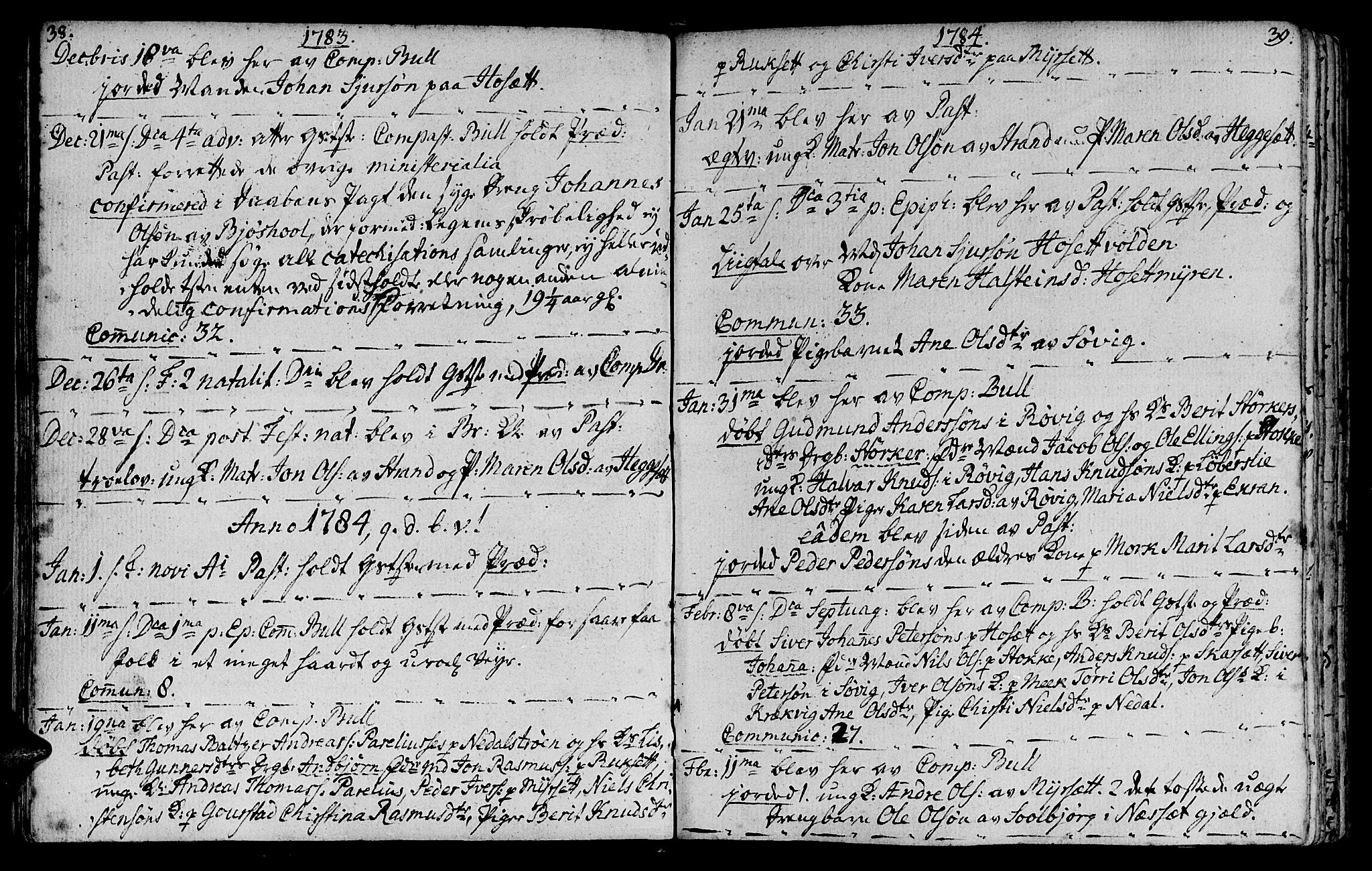 Ministerialprotokoller, klokkerbøker og fødselsregistre - Møre og Romsdal, SAT/A-1454/568/L0799: Parish register (official) no. 568A08, 1780-1819, p. 38-39