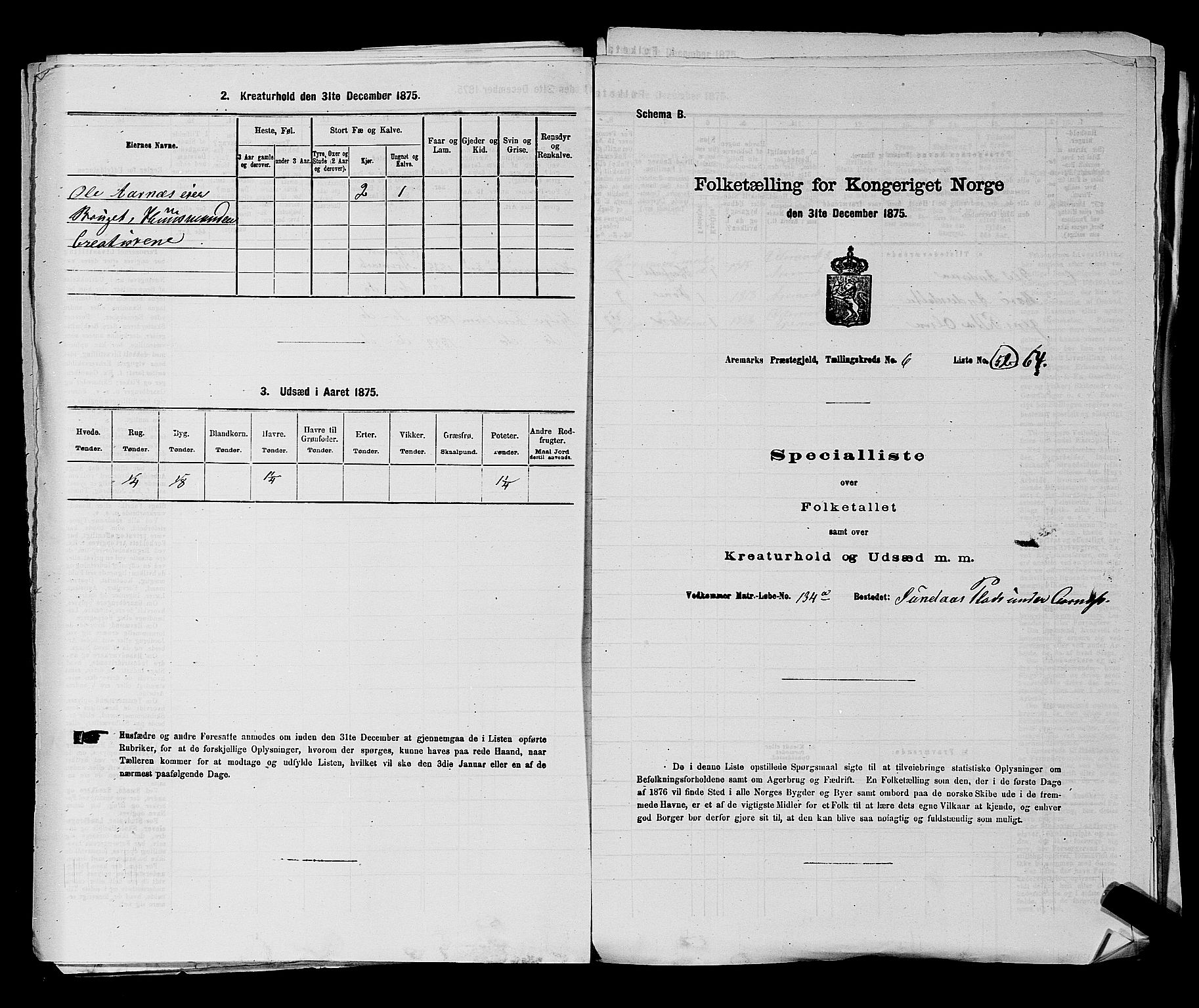 RA, 1875 census for 0118P Aremark, 1875, p. 942