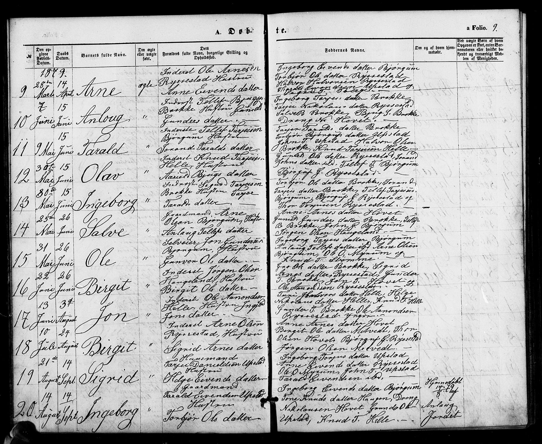 Valle sokneprestkontor, SAK/1111-0044/F/Fb/Fbb/L0002: Parish register (copy) no. B 2, 1875-1921, p. 9