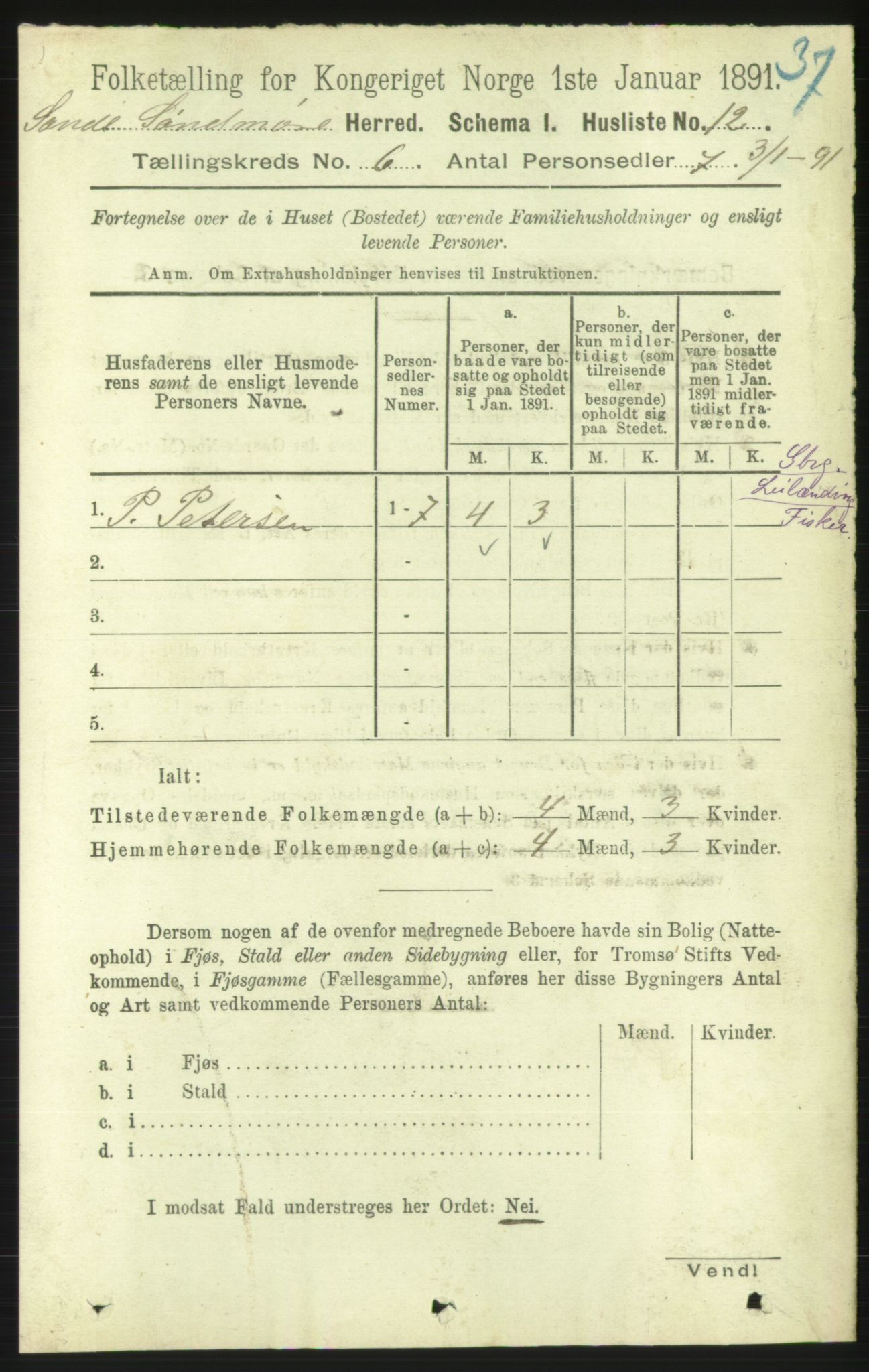 RA, 1891 census for 1514 Sande, 1891, p. 1002