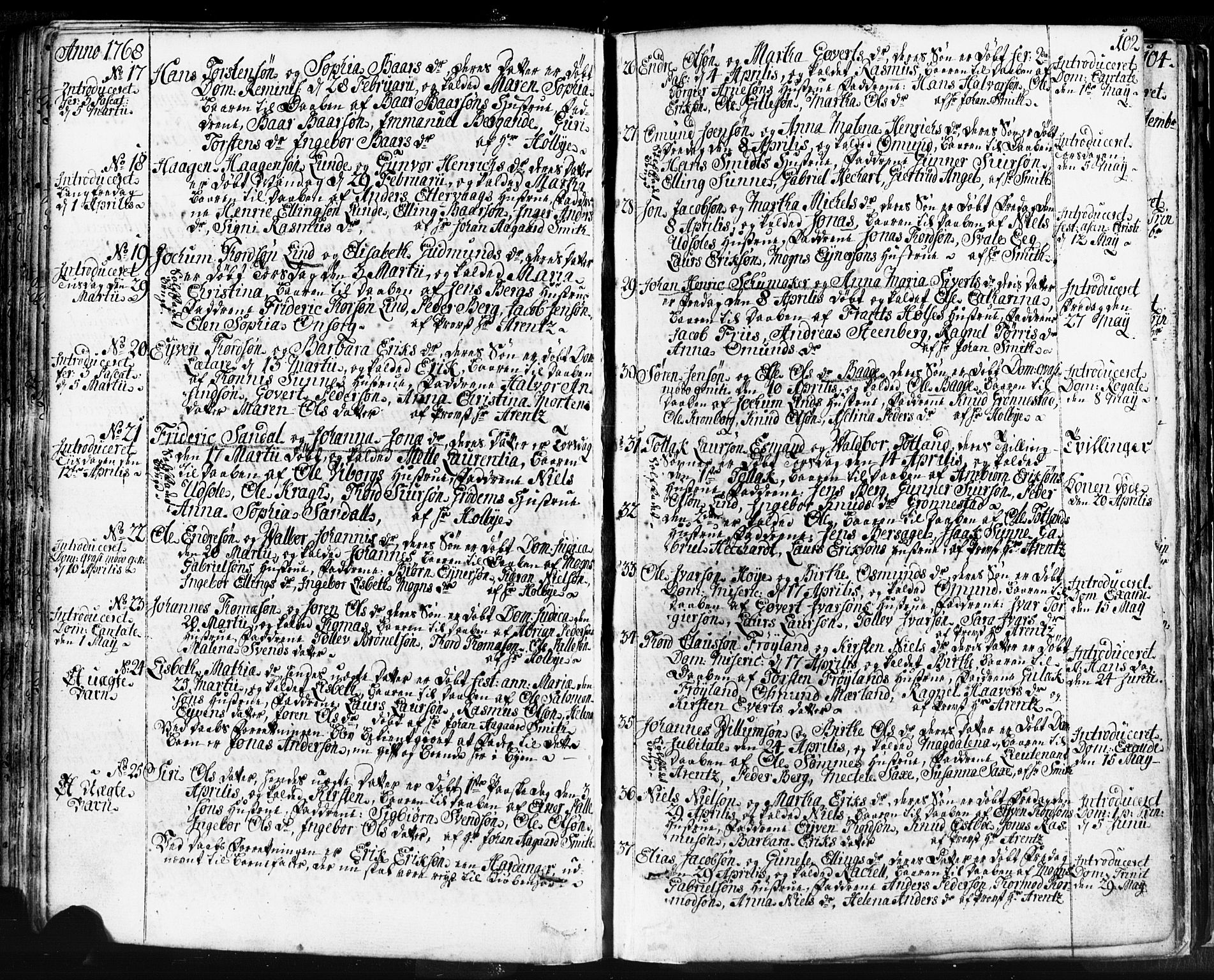 Domkirken sokneprestkontor, SAST/A-101812/001/30/30BB/L0004: Parish register (copy) no. B 4, 1752-1790, p. 102
