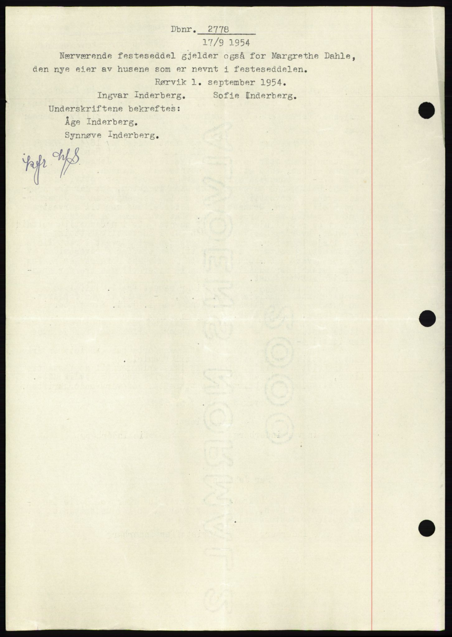 Namdal sorenskriveri, AV/SAT-A-4133/1/2/2C: Mortgage book no. -, 1948-1948, Diary no: : 2778/1948