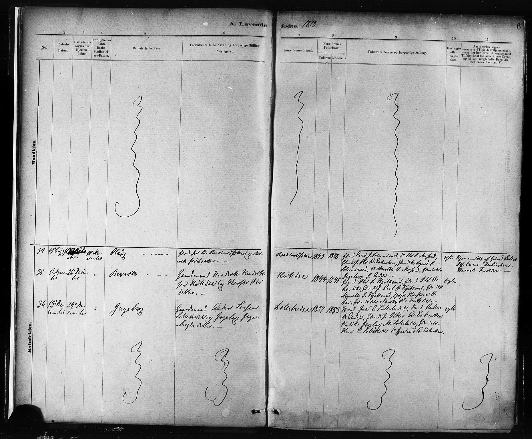 Ministerialprotokoller, klokkerbøker og fødselsregistre - Sør-Trøndelag, SAT/A-1456/687/L1002: Parish register (official) no. 687A08, 1878-1890, p. 6
