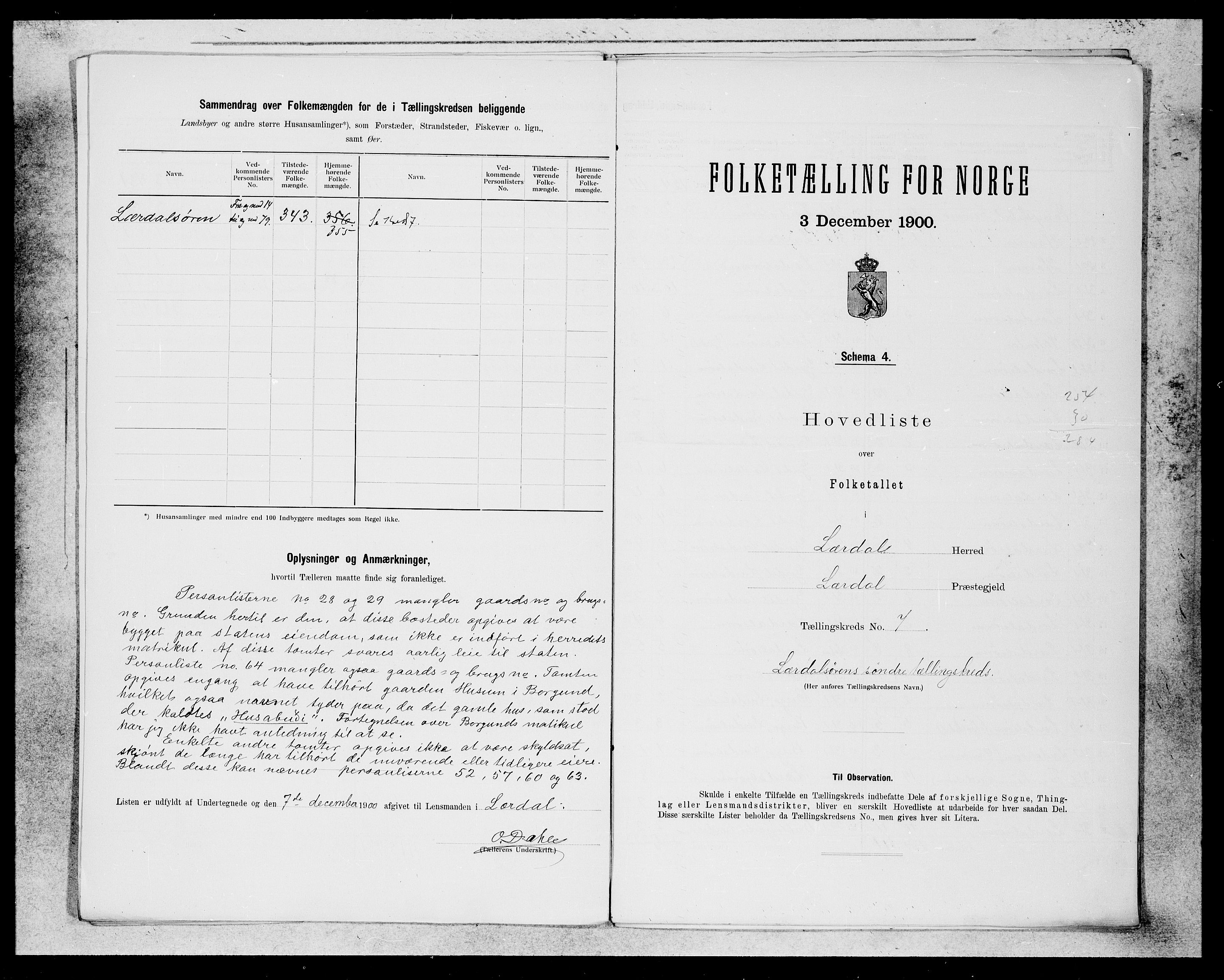 SAB, 1900 census for Lærdal, 1900, p. 11