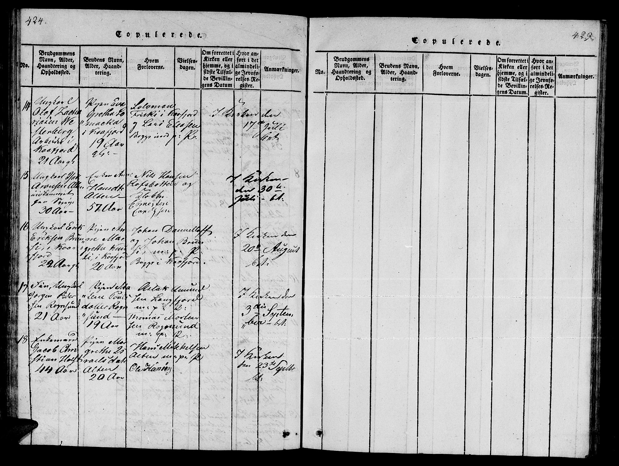 Talvik sokneprestkontor, SATØ/S-1337/H/Ha/L0008kirke: Parish register (official) no. 8, 1821-1837, p. 424-425