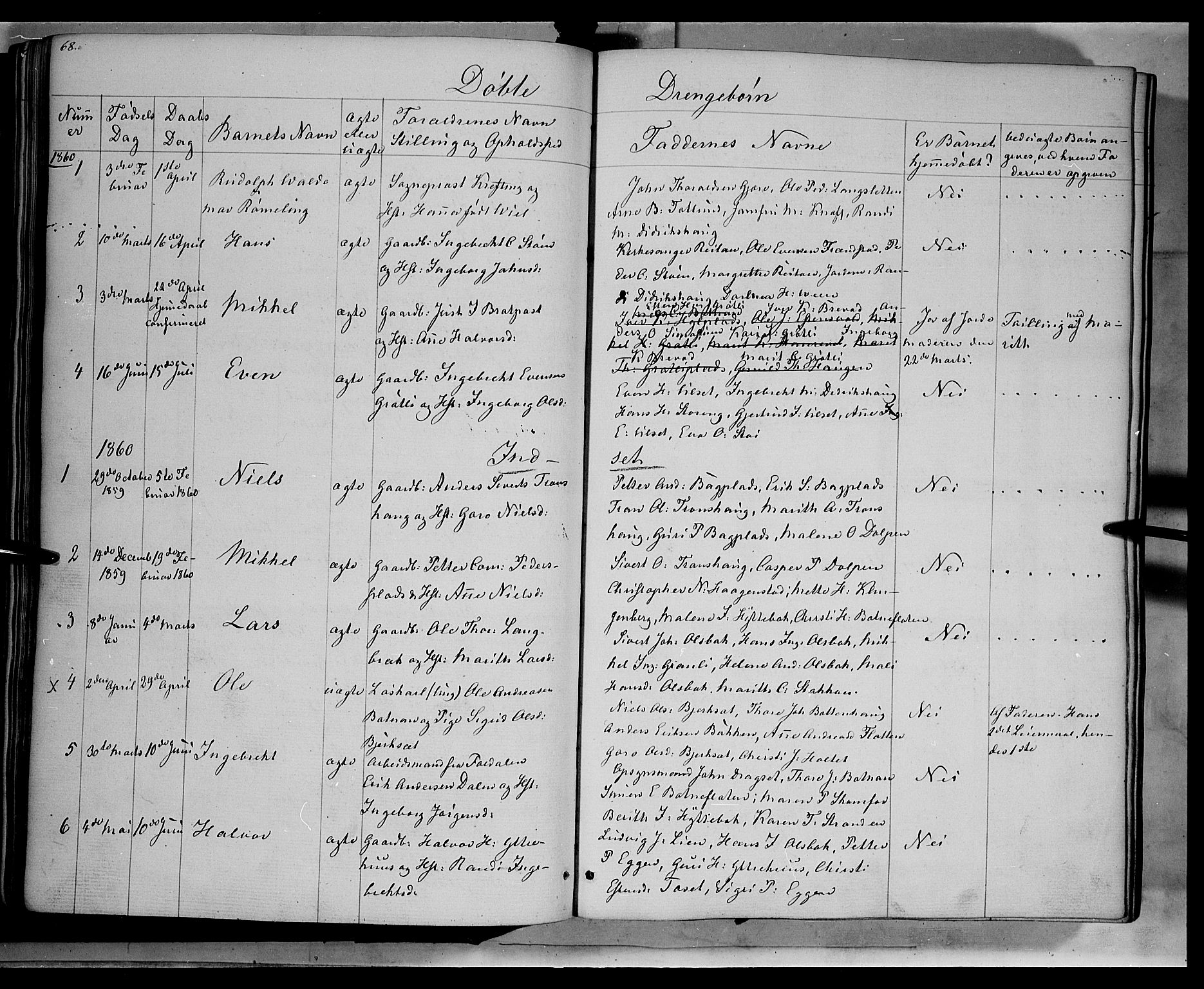 Kvikne prestekontor, SAH/PREST-064/H/Ha/Haa/L0005: Parish register (official) no. 5, 1841-1862, p. 68