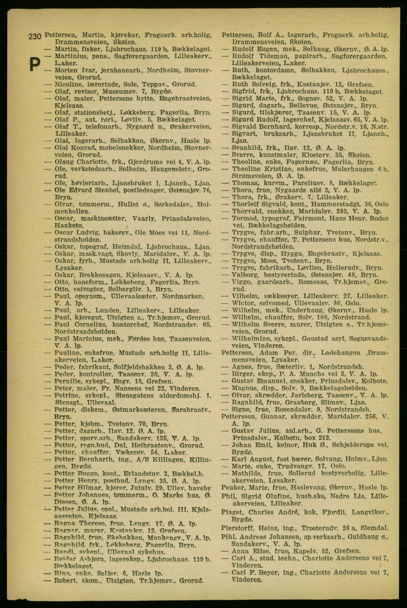 Aker adressebok/adressekalender, PUBL/001/A/004: Aker adressebok, 1929, p. 230
