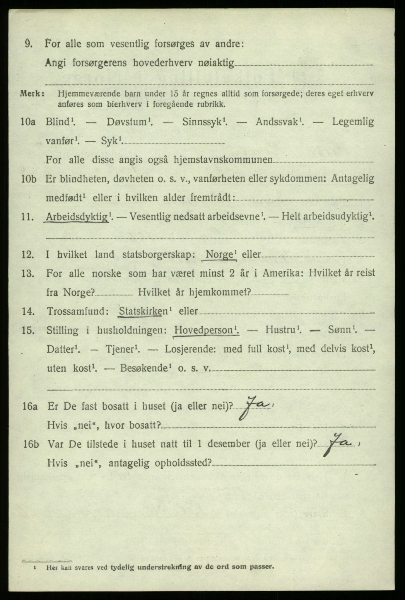 SAB, 1920 census for Kvam, 1920, p. 2506