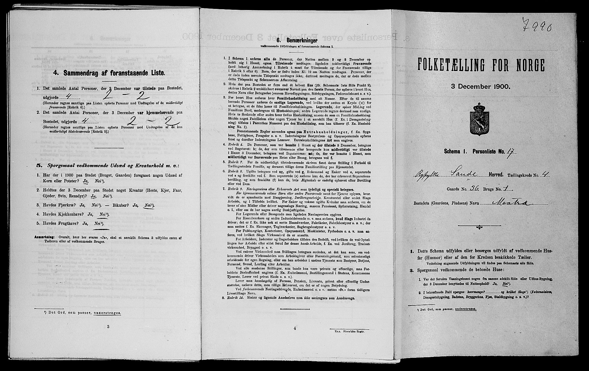 SAST, 1900 census for Sauda, 1900, p. 569