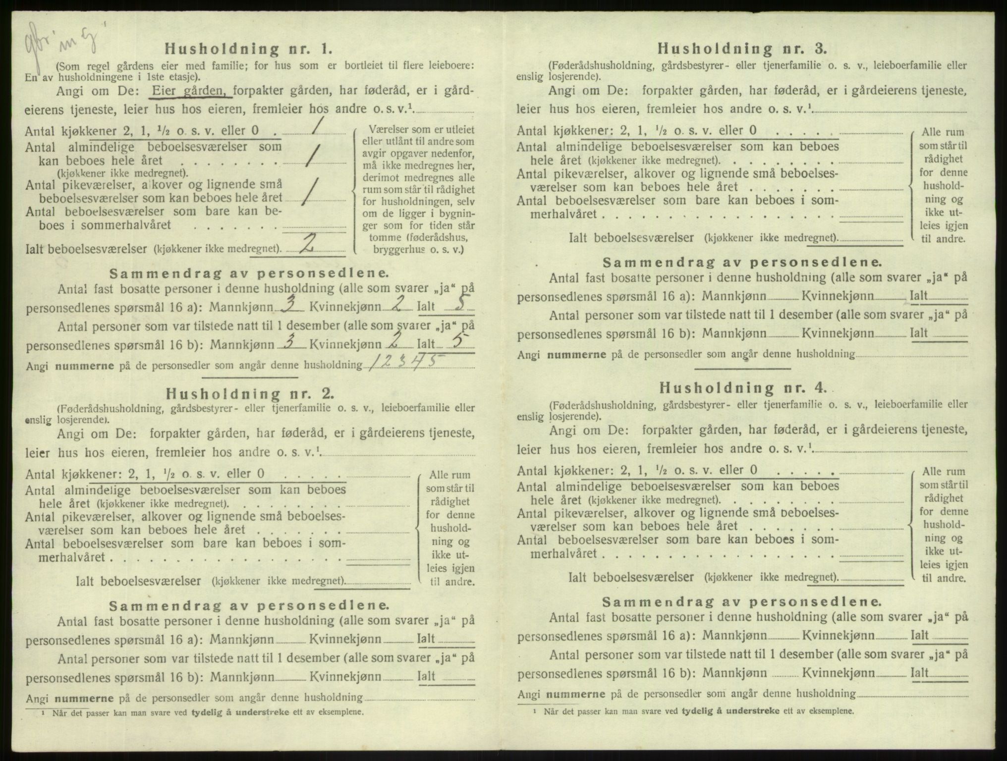 SAB, 1920 census for Jostedal, 1920, p. 255