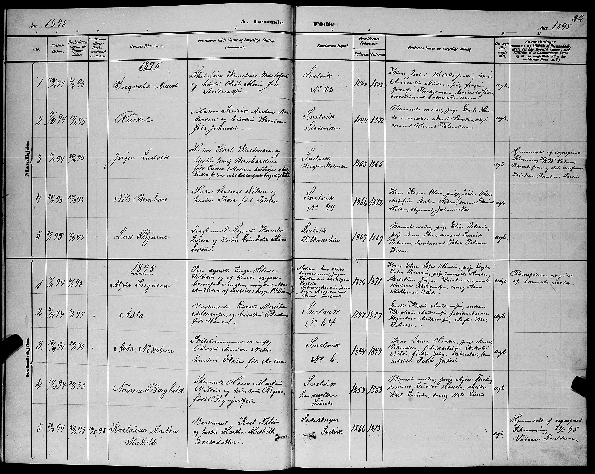 Strømm kirkebøker, SAKO/A-322/G/Gb/L0001: Parish register (copy) no. II 1, 1889-1896, p. 22